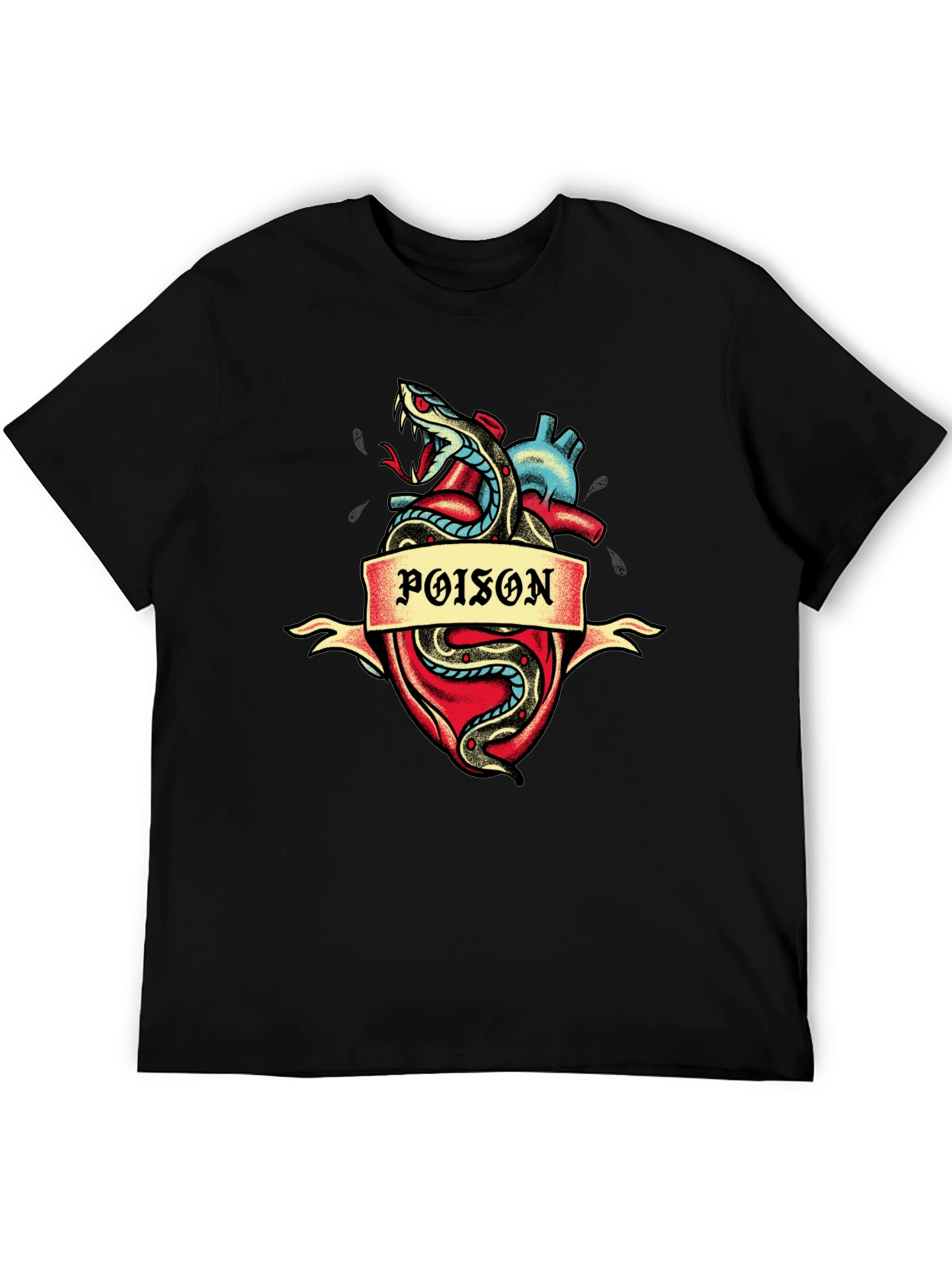 Poison Heart Snake Graphic Tee - Dark Style