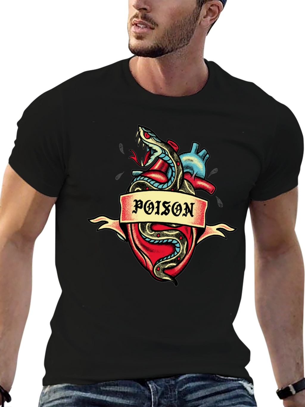 Poison Heart Snake Graphic Tee - Dark Style