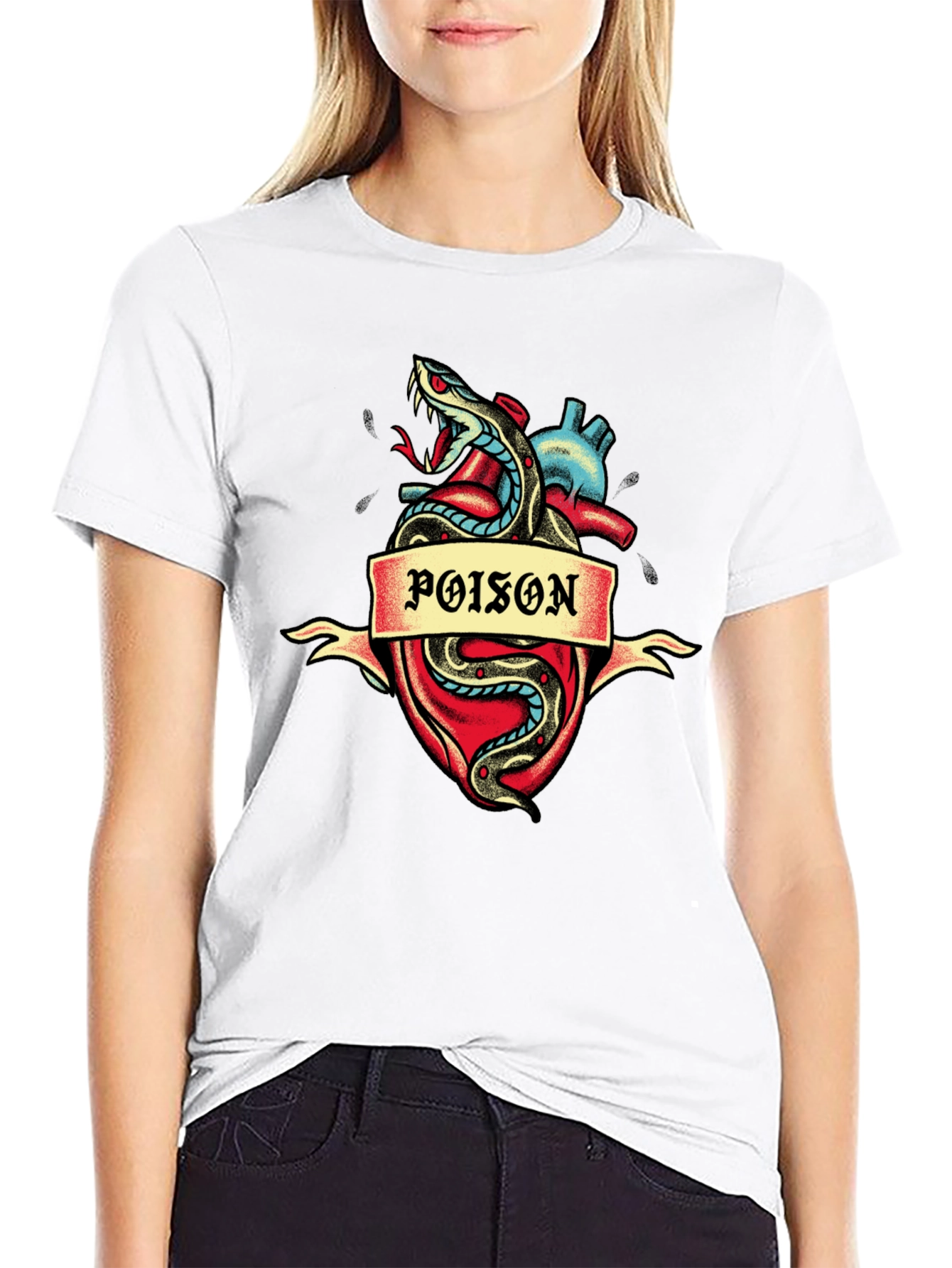 Poison Heart Snake Graphic Tee - Dark Style