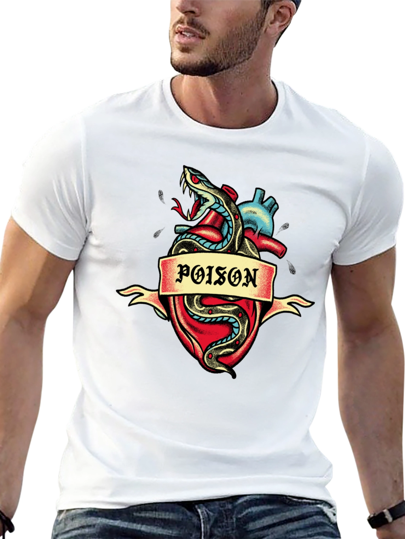 Poison Heart Snake Graphic Tee - Dark Style