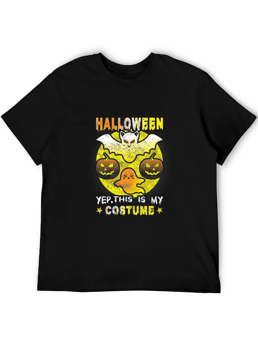 Halloween Costume T-Shirt: Bat Ghost and Pumpkins