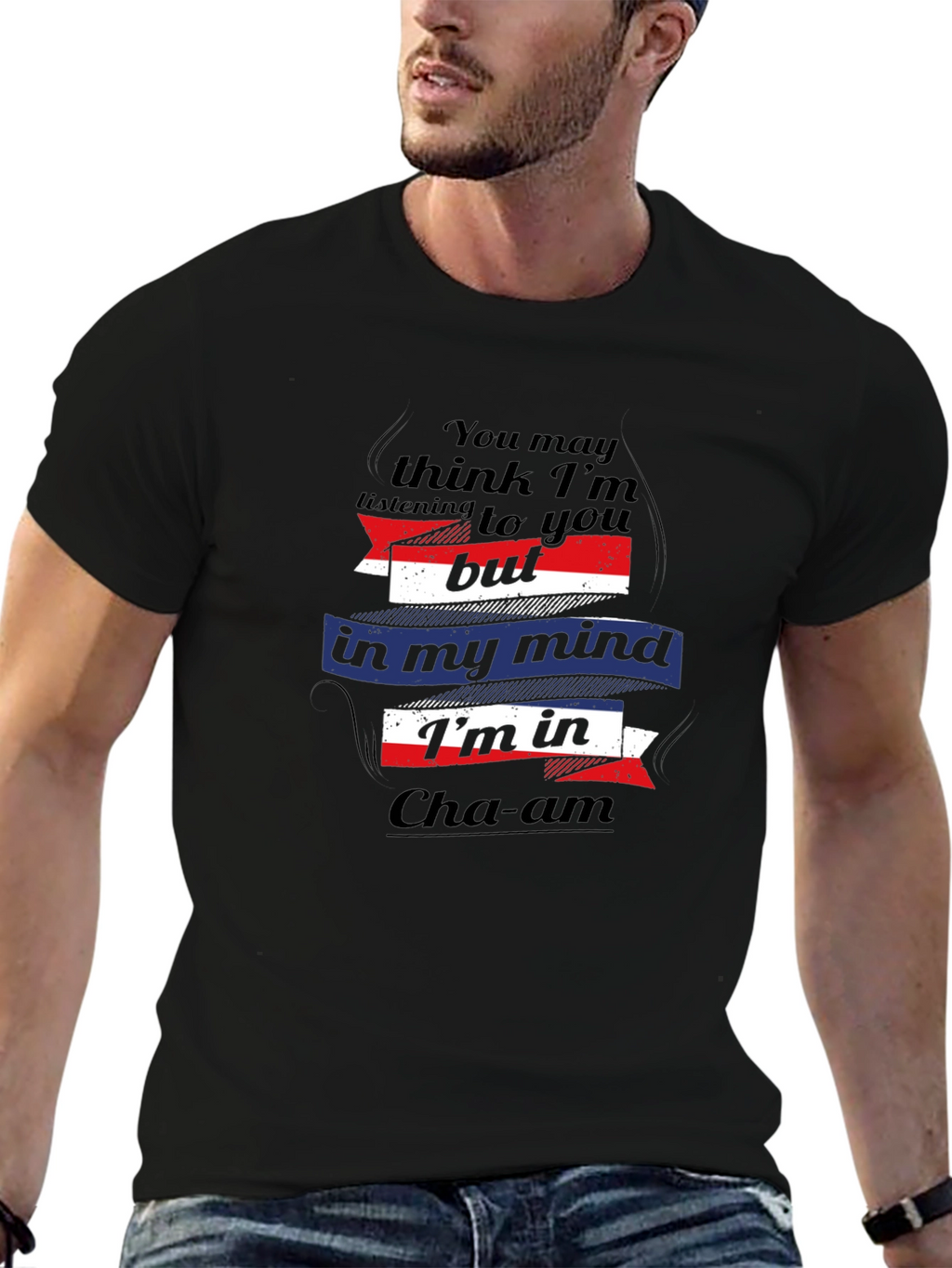 Cha-am Mind T-Shirt: Black Cotton Graphic Tee