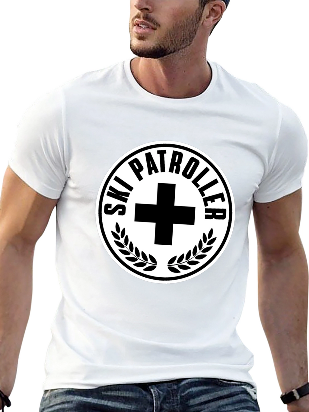 Ski Patrol T-Shirt - Black with White Emblem