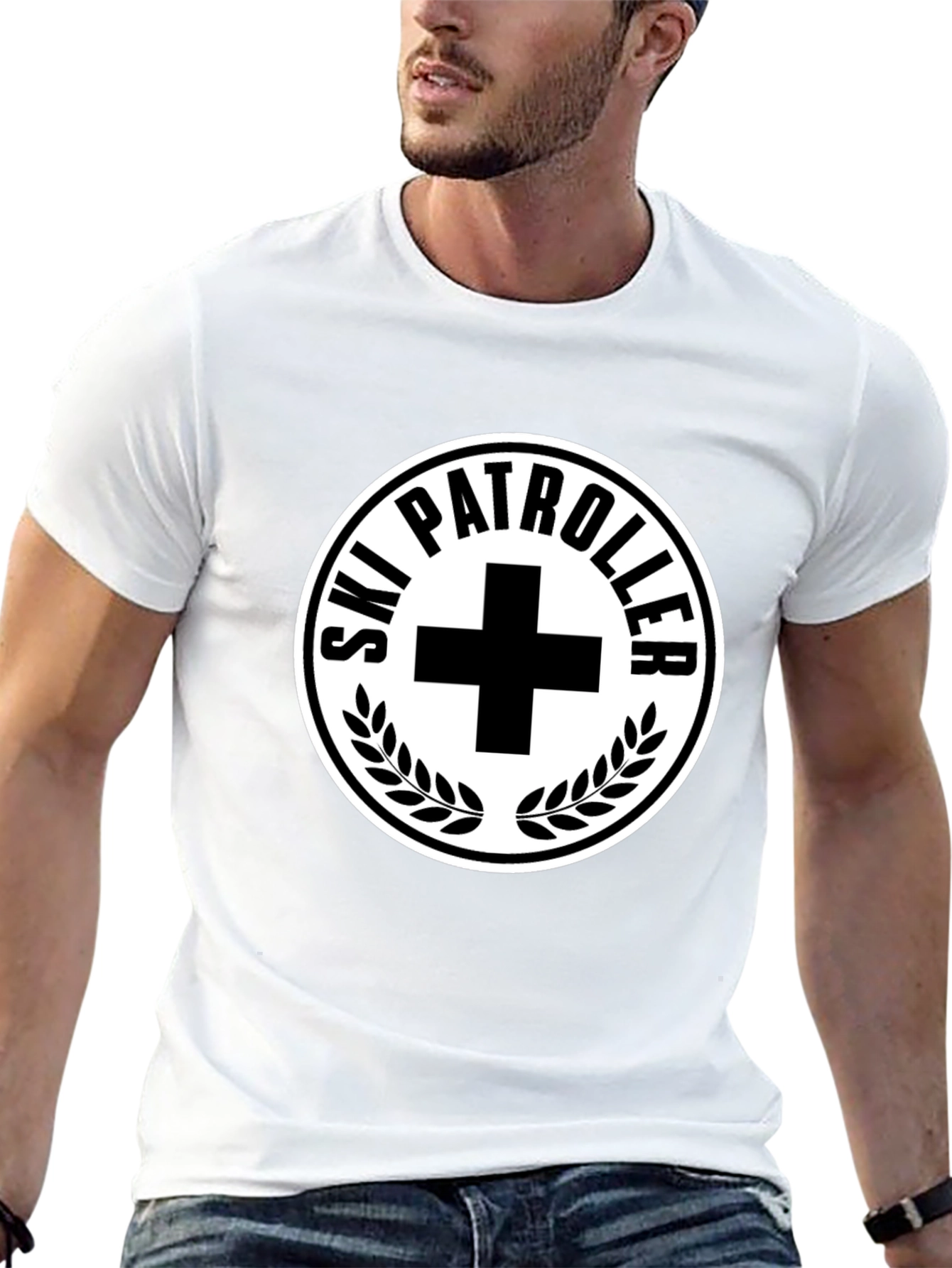 Ski Patrol T-Shirt - Black with White Emblem