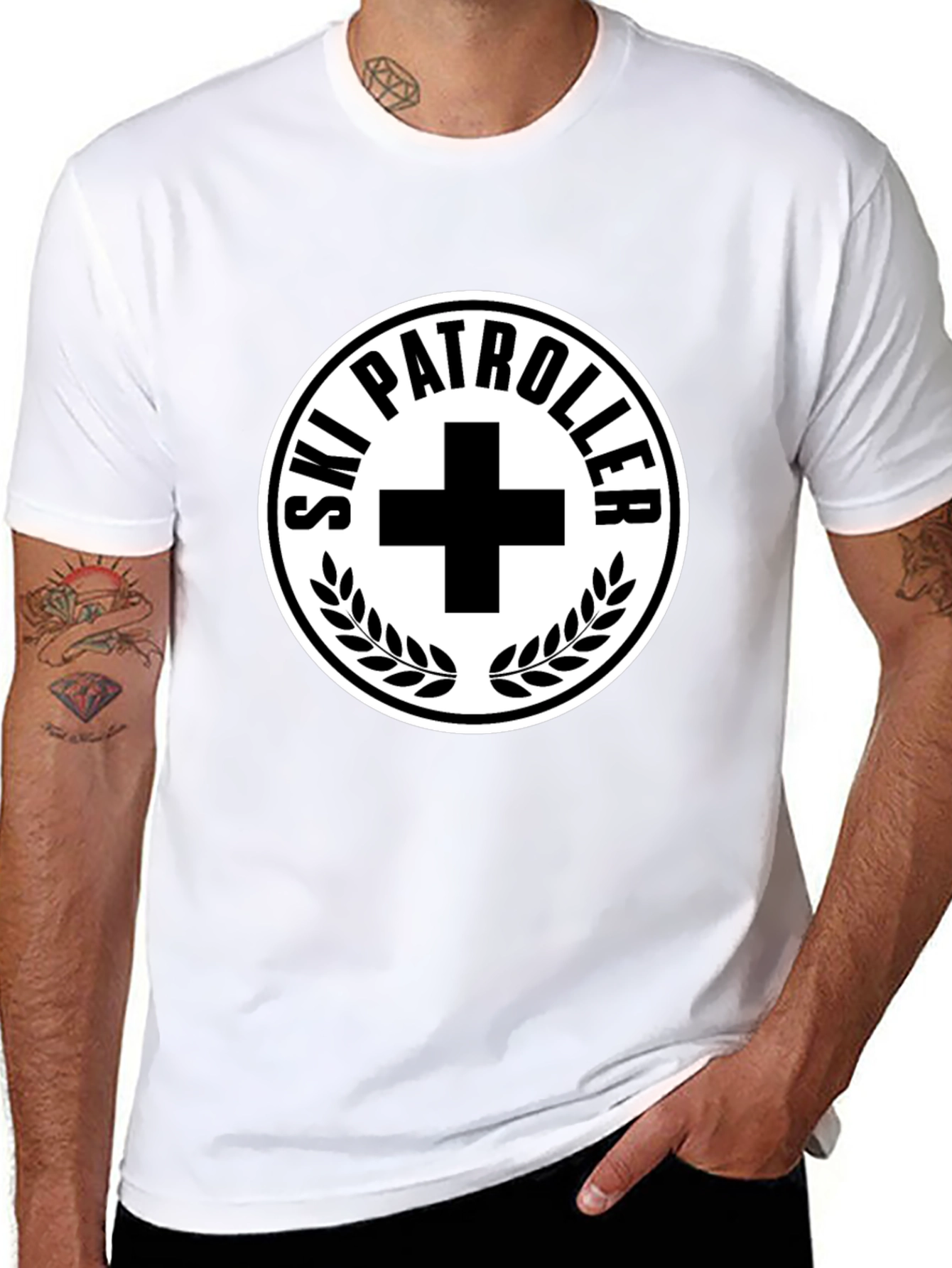 Ski Patrol T-Shirt - Black with White Emblem