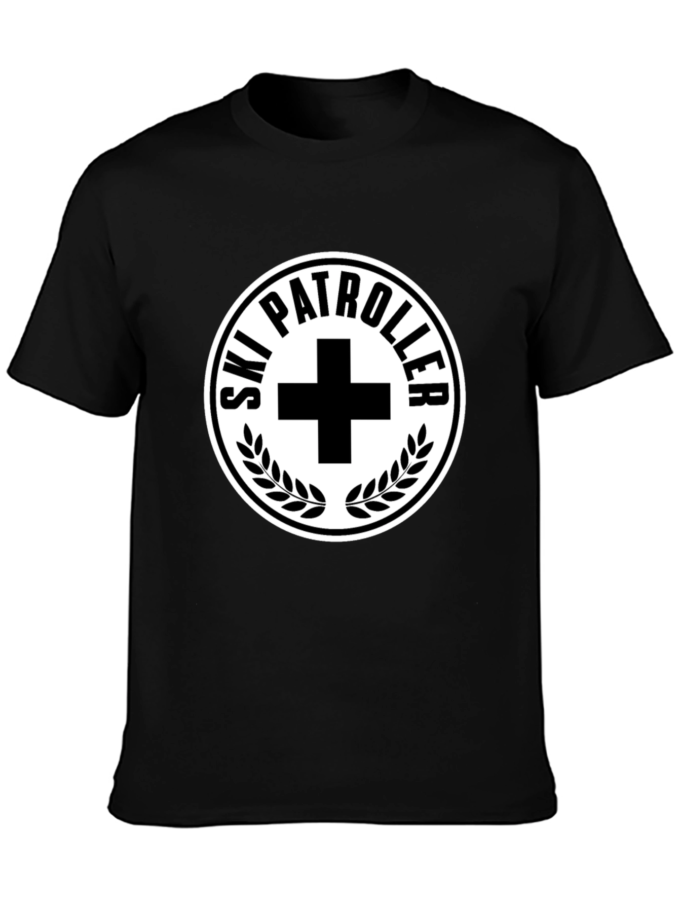 Ski Patrol T-Shirt - Black with White Emblem