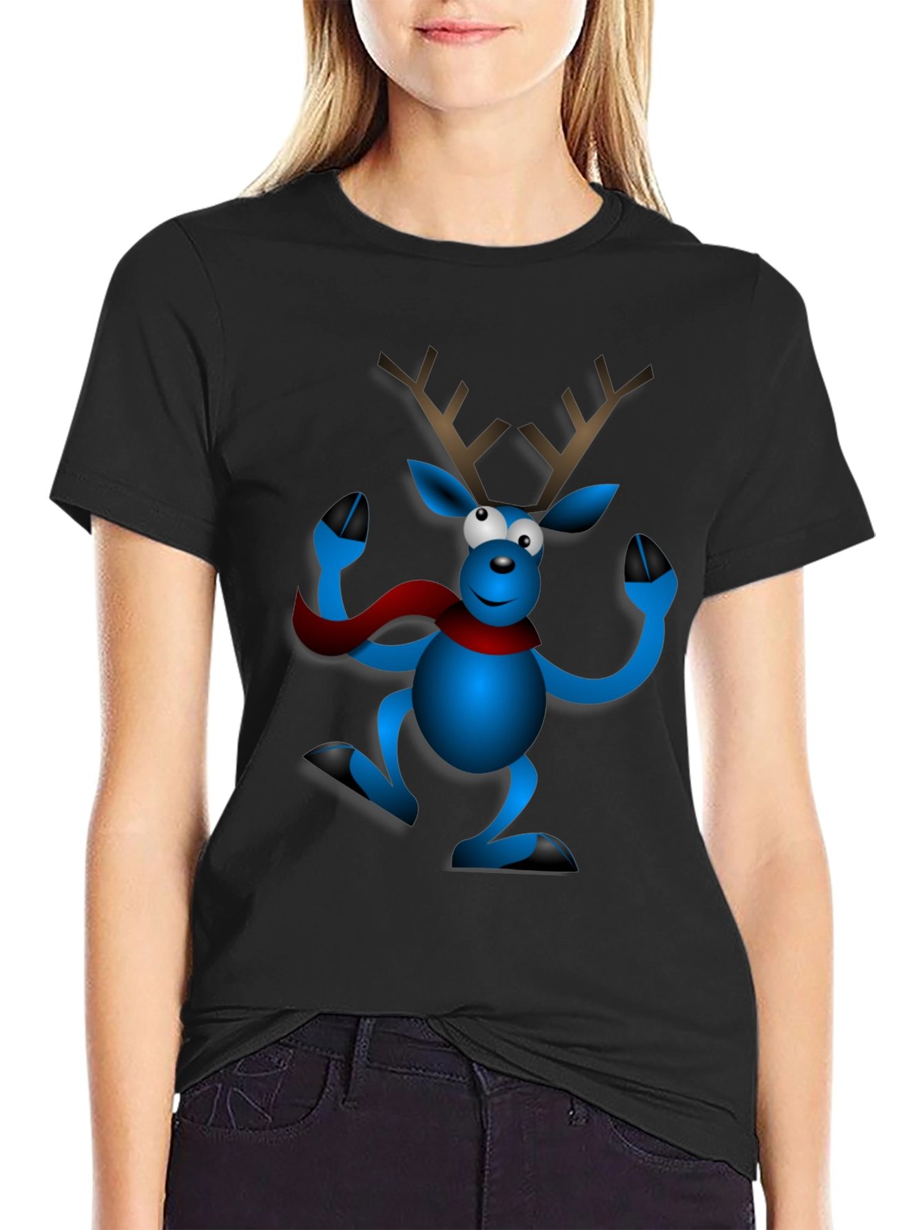 Festive Reindeer Graphic Tee - Holiday Cheer