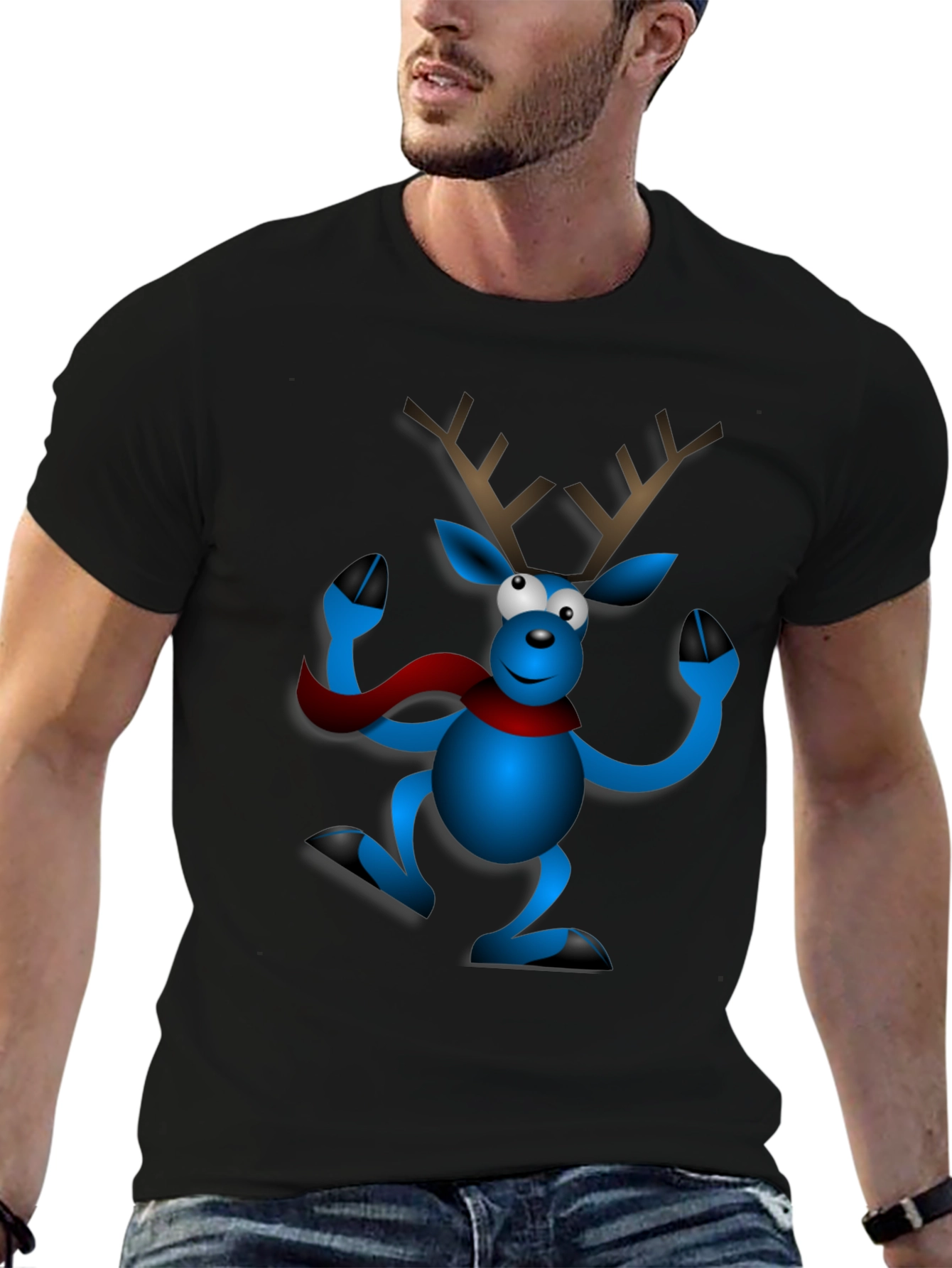 Festive Reindeer Graphic Tee - Holiday Cheer