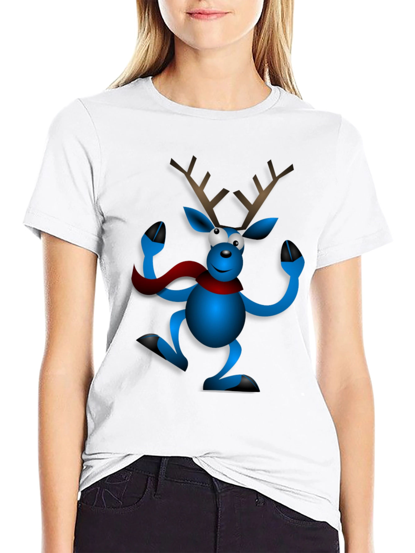 Festive Reindeer Graphic Tee - Holiday Cheer