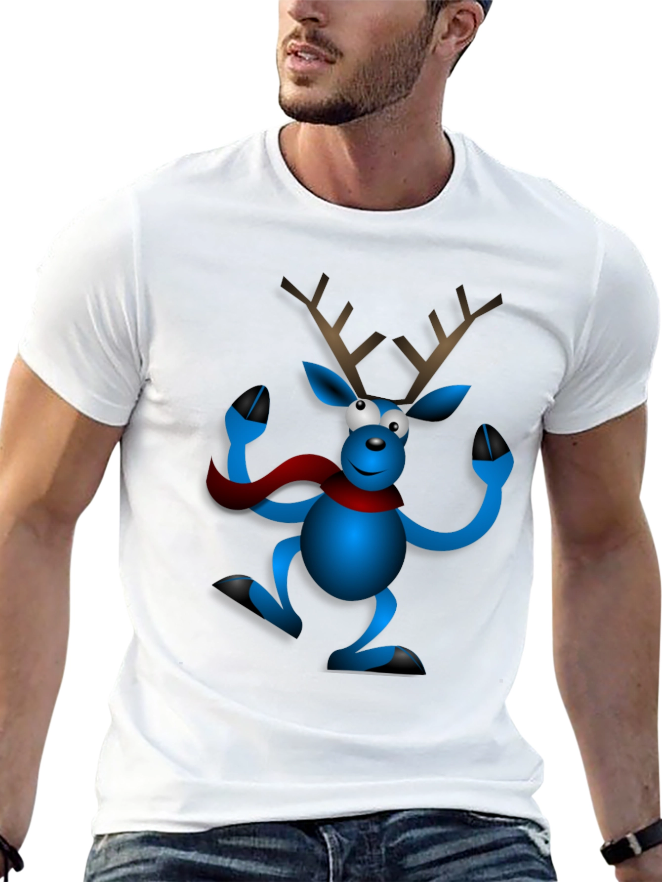 Festive Reindeer Graphic Tee - Holiday Cheer