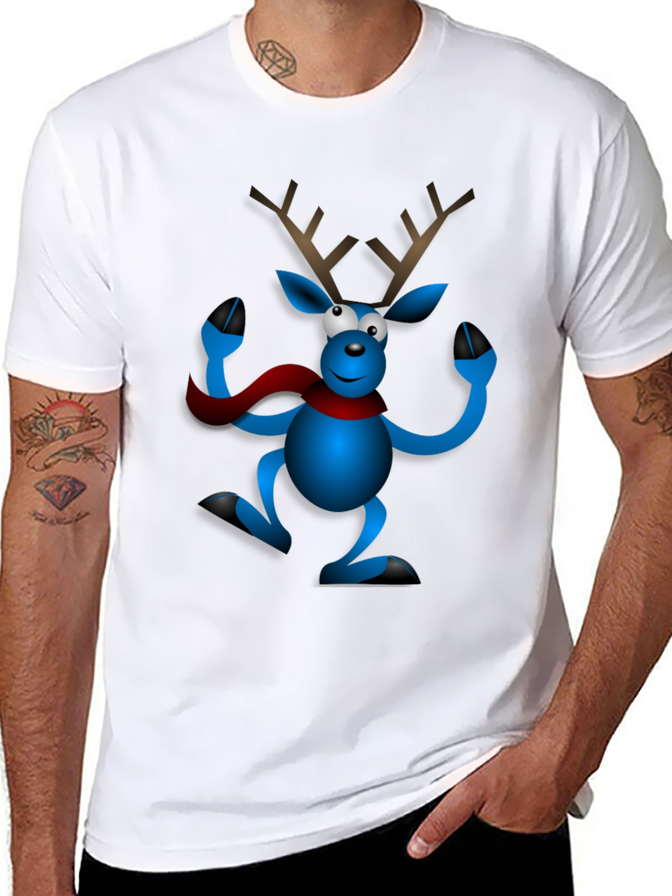 Festive Reindeer Graphic Tee - Holiday Cheer