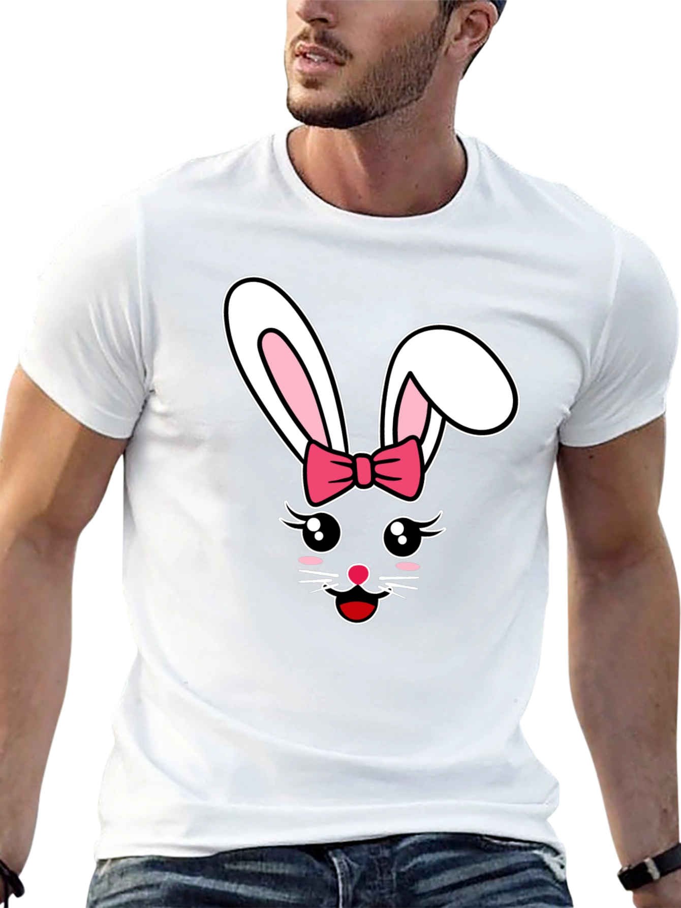Cute Easter Bunny Bow Graphic T-Shirt
