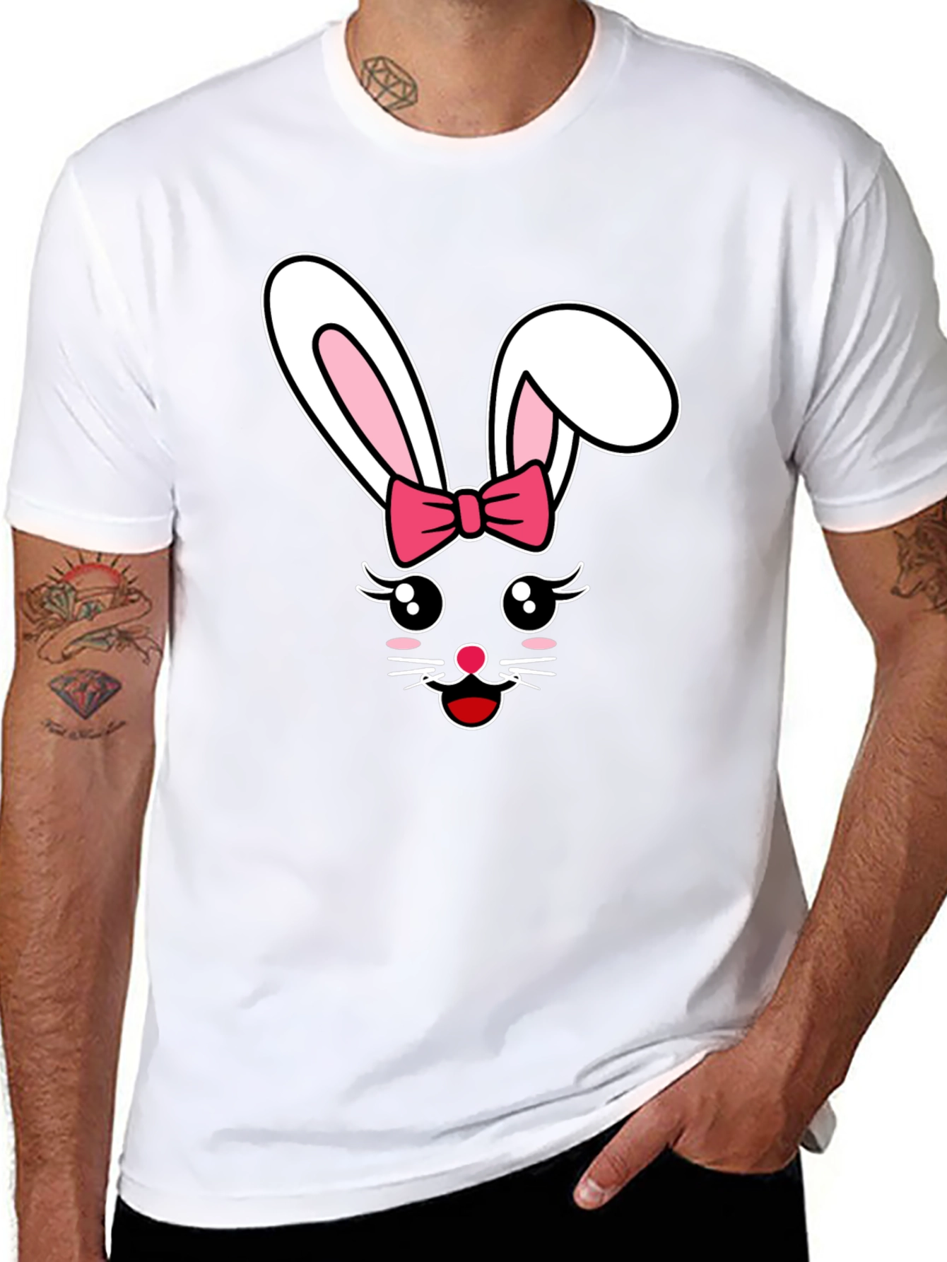Cute Easter Bunny Bow Graphic T-Shirt