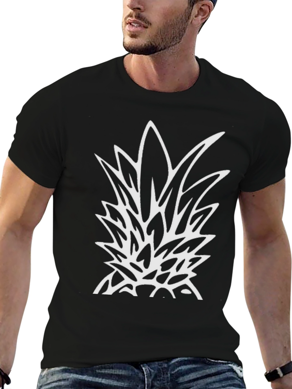 Black Pineapple Graphic Tee - Tropical Style