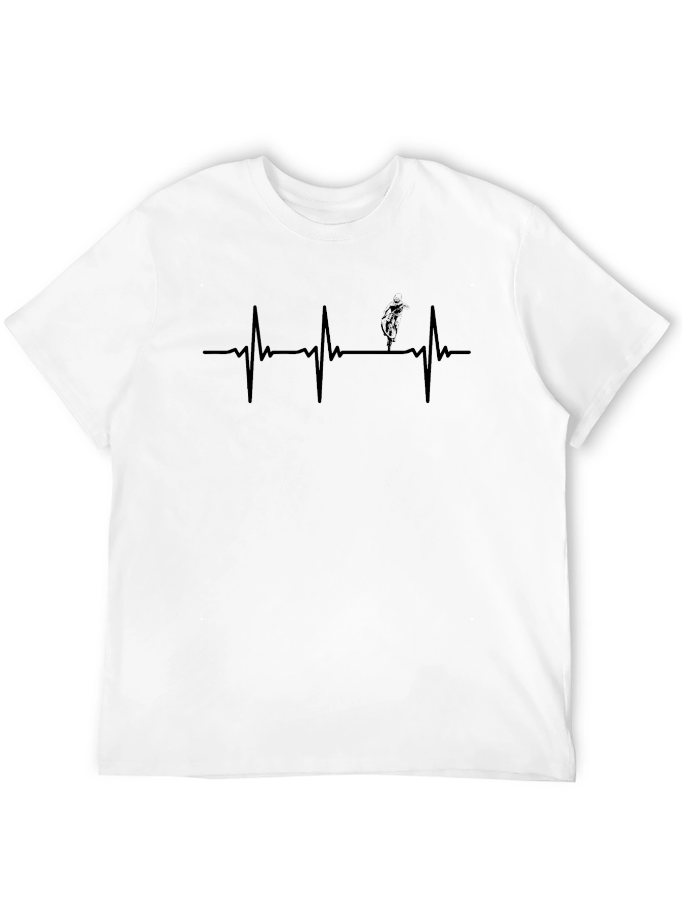 Mens Black Mountain Biking Heartbeat T-Shirt
