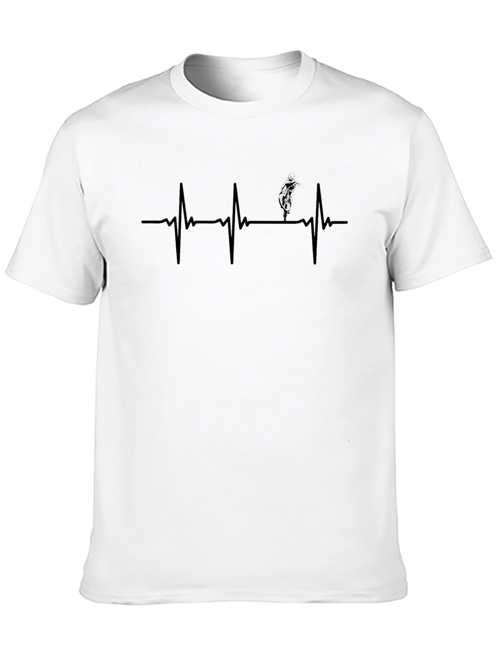 Mens Black Mountain Biking Heartbeat T-Shirt