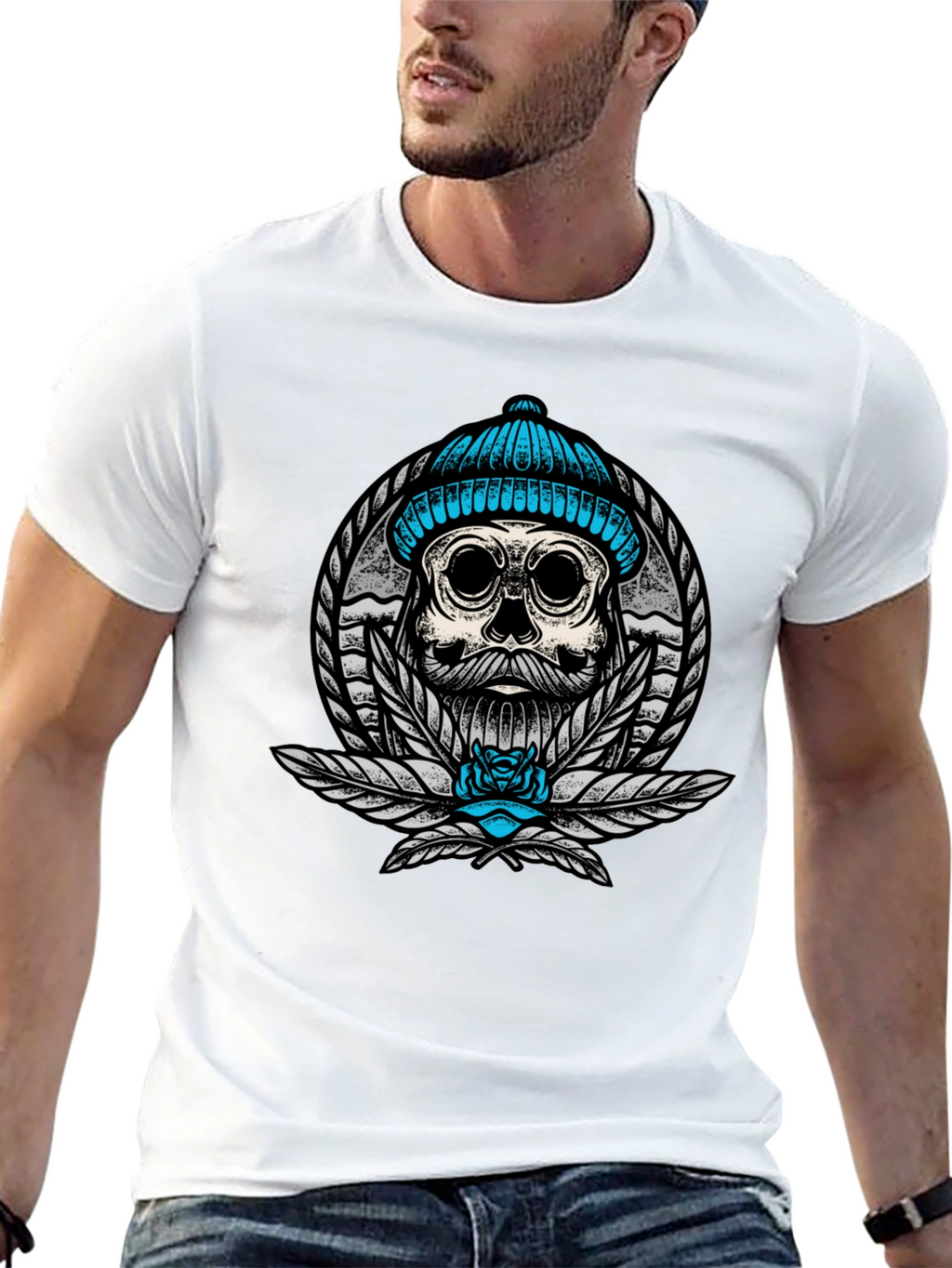 Skull with Beanie Graphic Tee
