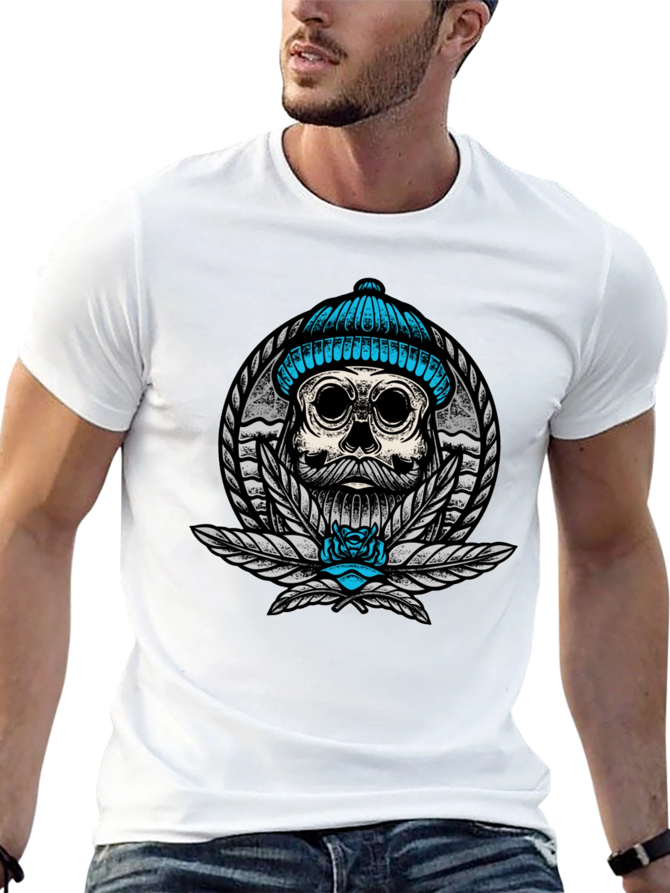 Skull with Beanie Graphic Tee