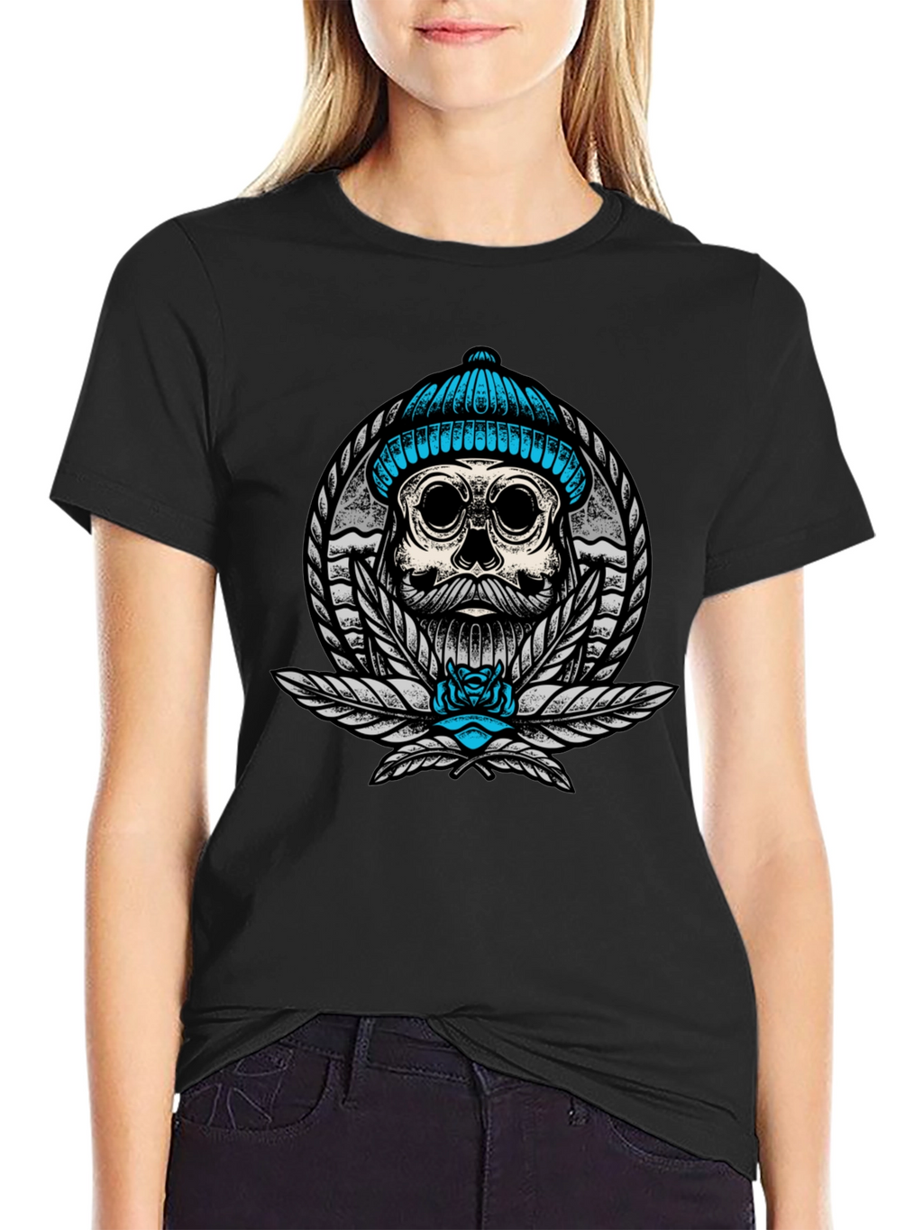 Skull with Beanie Graphic Tee
