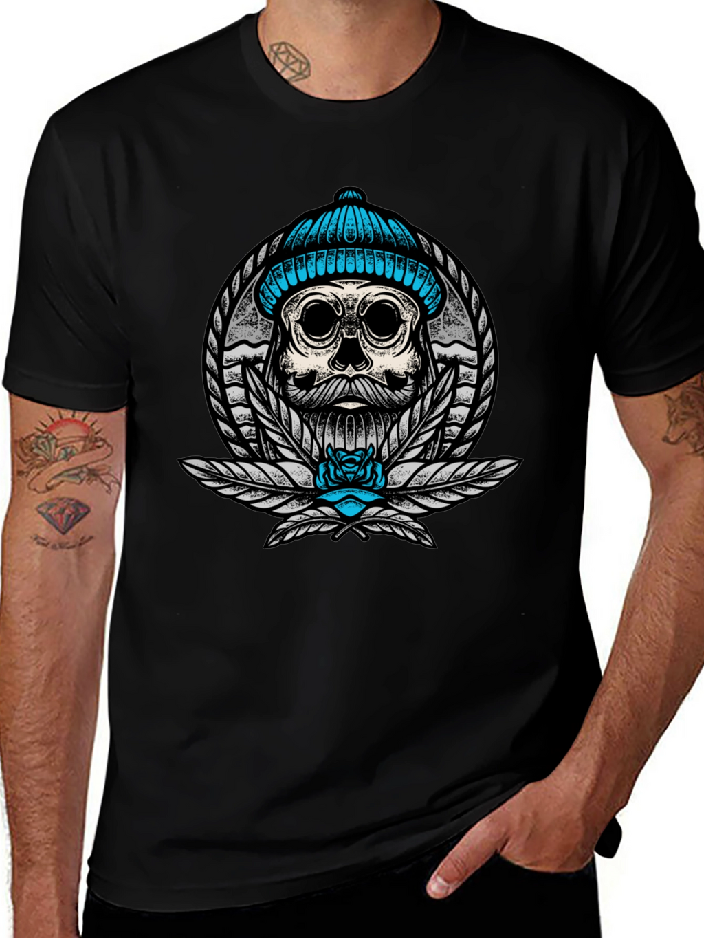 Skull with Beanie Graphic Tee