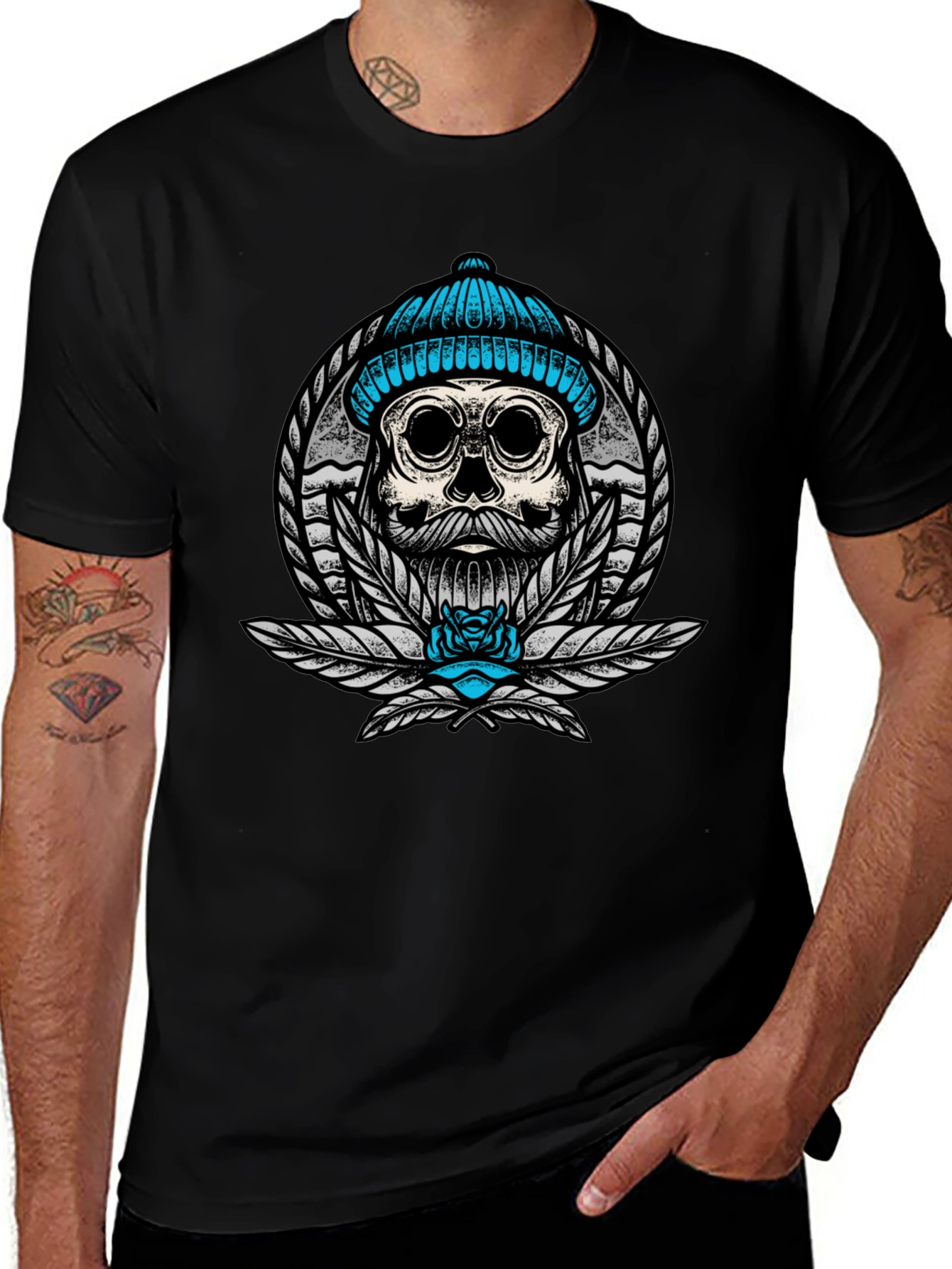 Skull with Beanie Graphic Tee