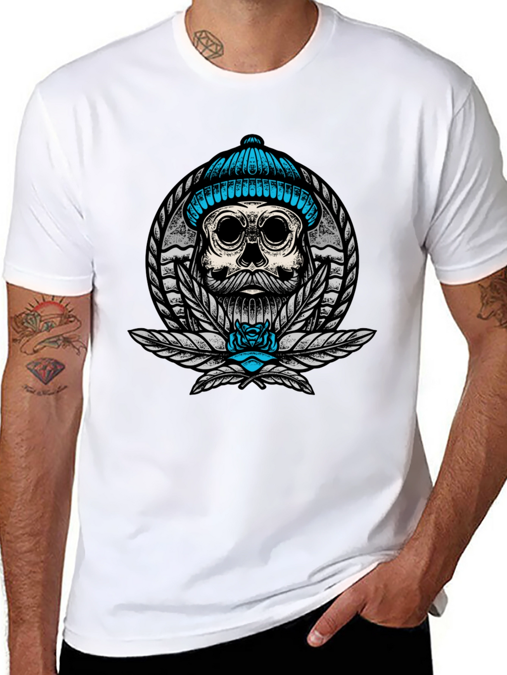 Skull with Beanie Graphic Tee