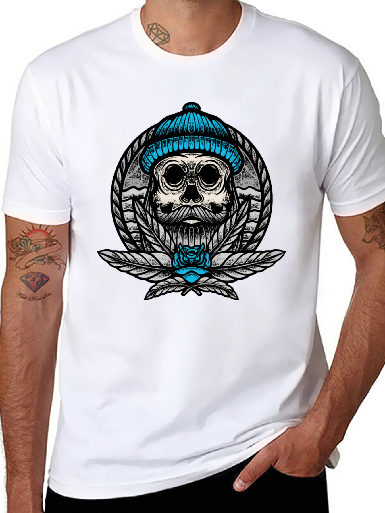 Skull with Beanie Graphic Tee