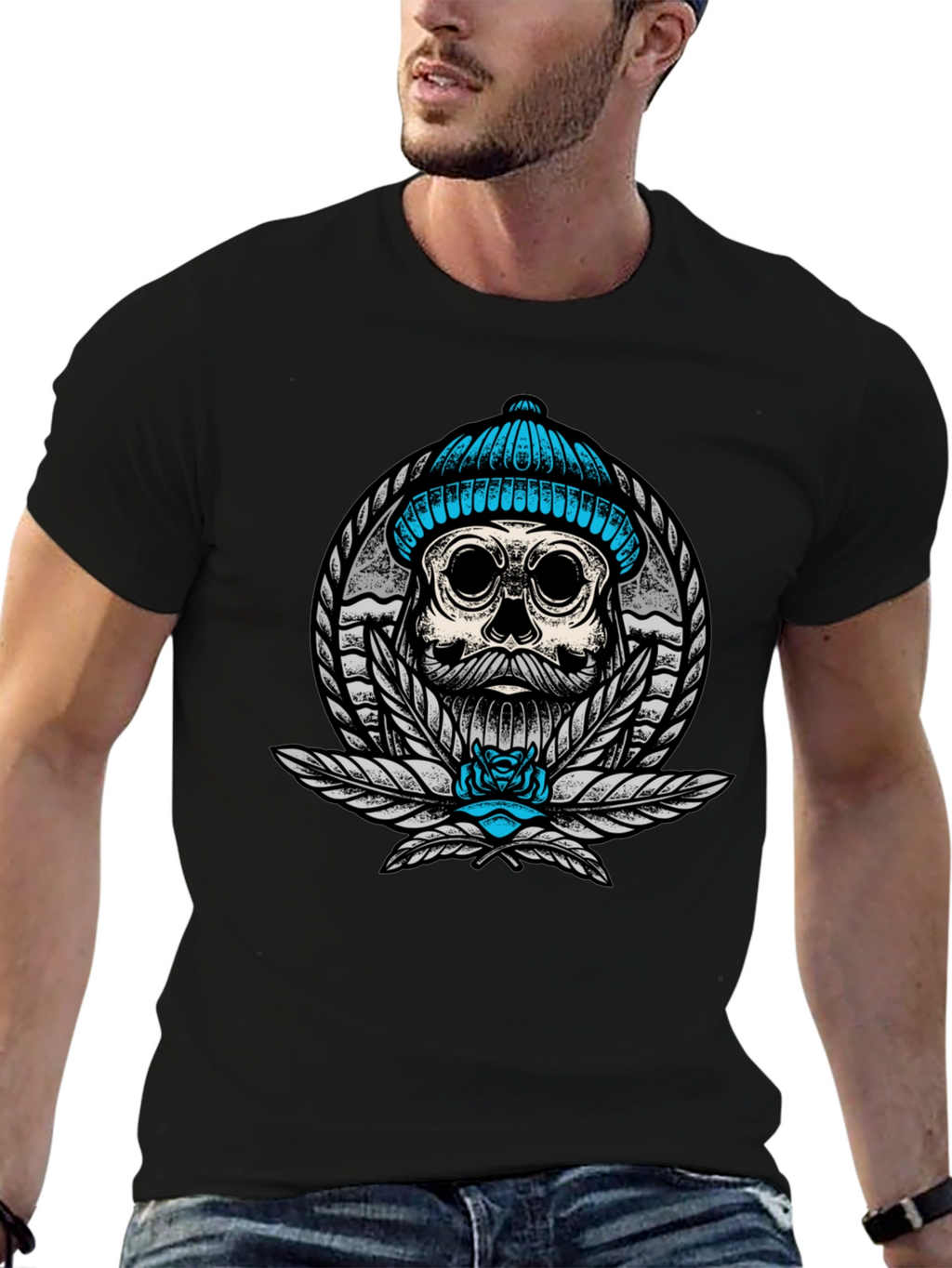 Skull with Beanie Graphic Tee