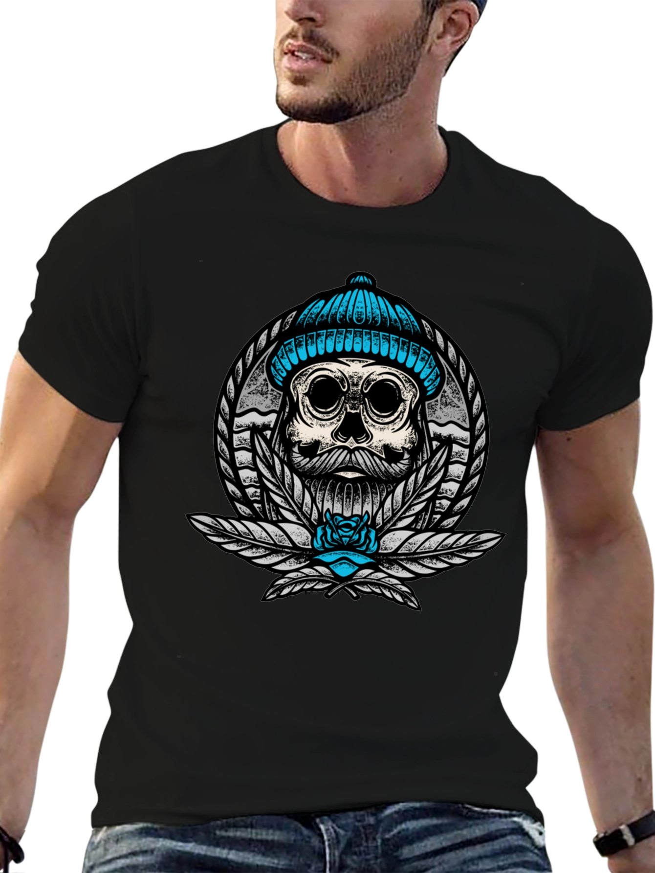 Skull with Beanie Graphic Tee