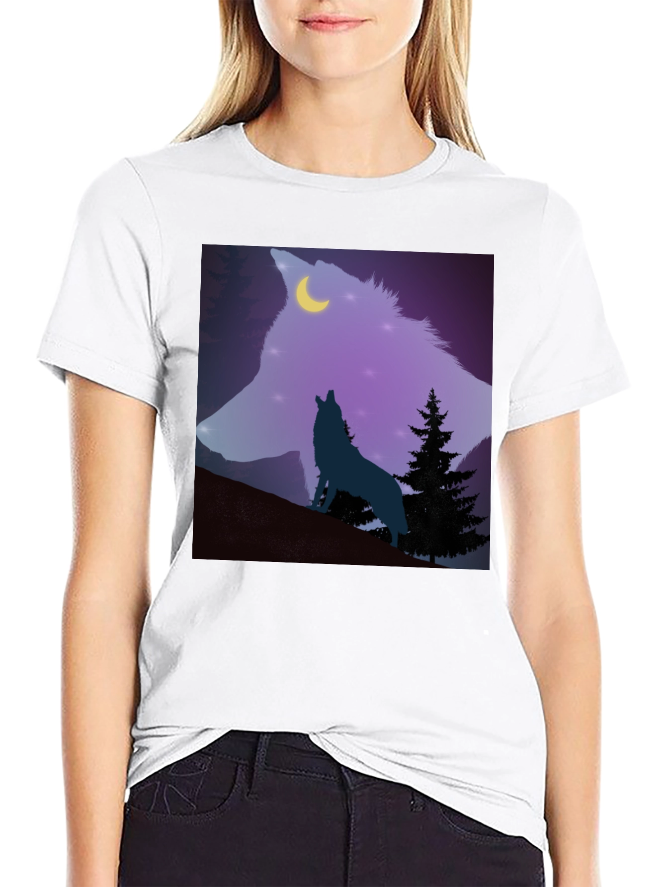Wolf Moon Graphic Tee - Mens Black T-Shirt
