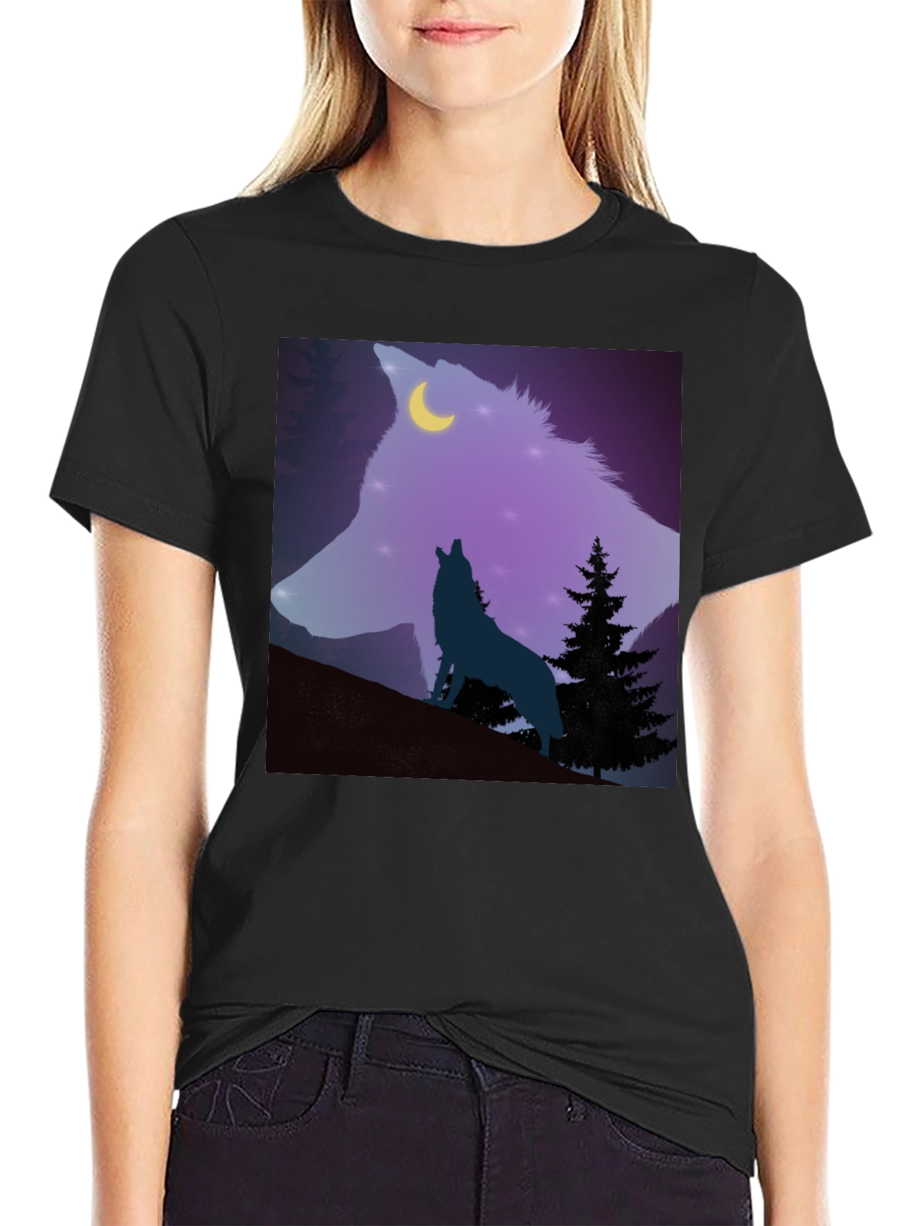 Wolf Moon Graphic Tee - Mens Black T-Shirt