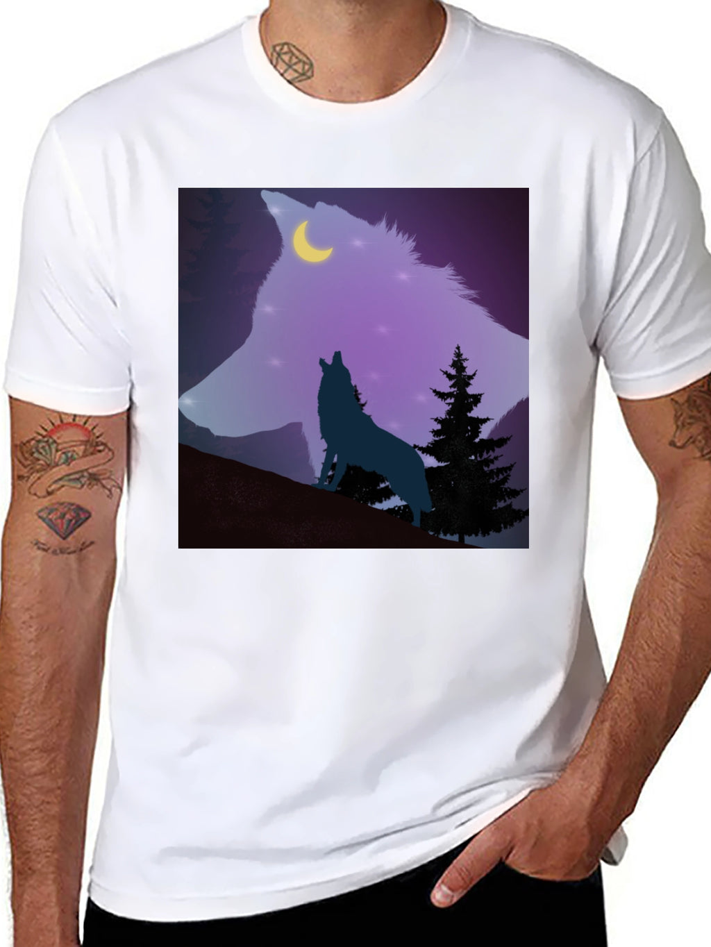 Wolf Moon Graphic Tee - Mens Black T-Shirt