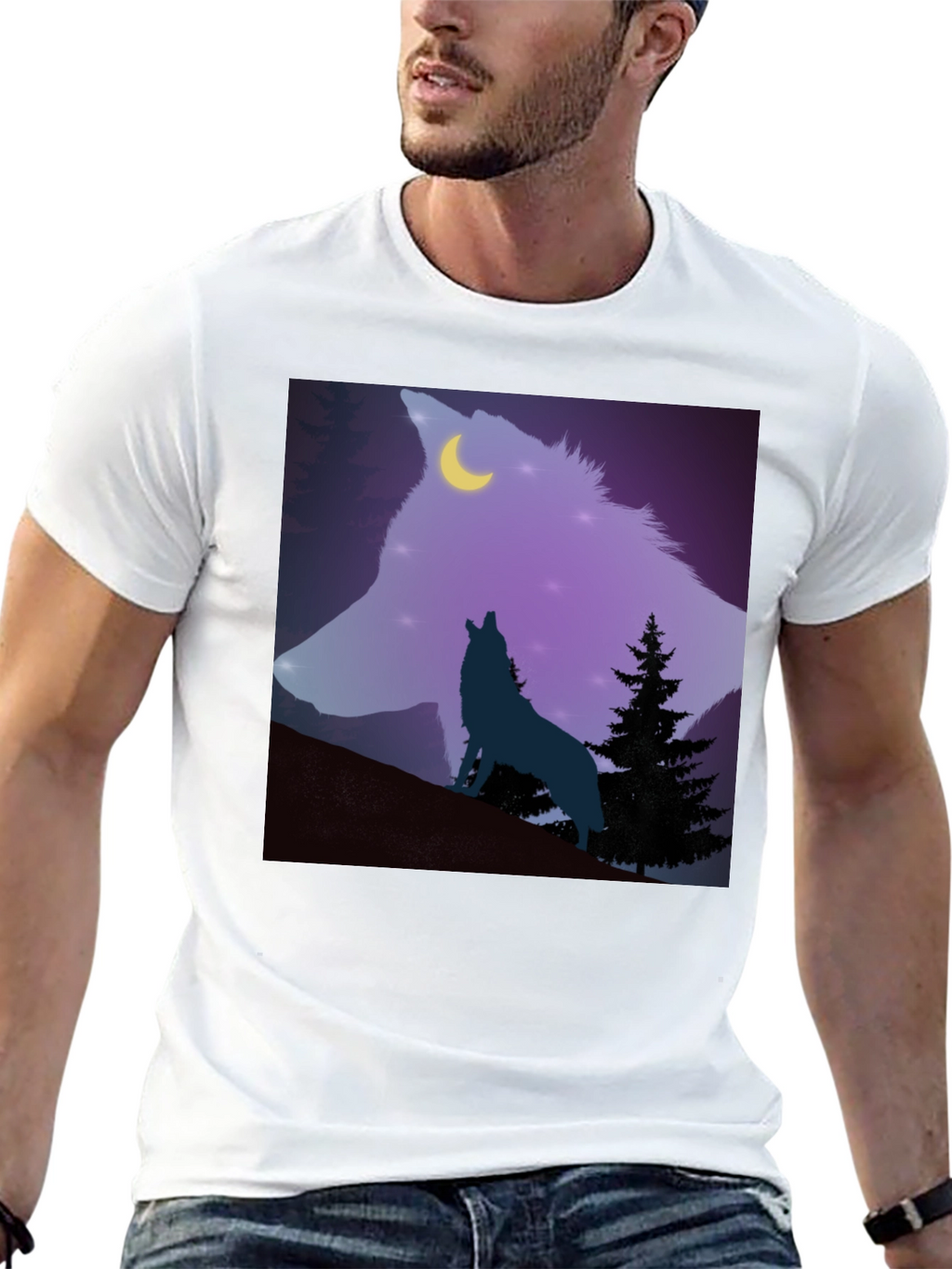 Wolf Moon Graphic Tee - Mens Black T-Shirt
