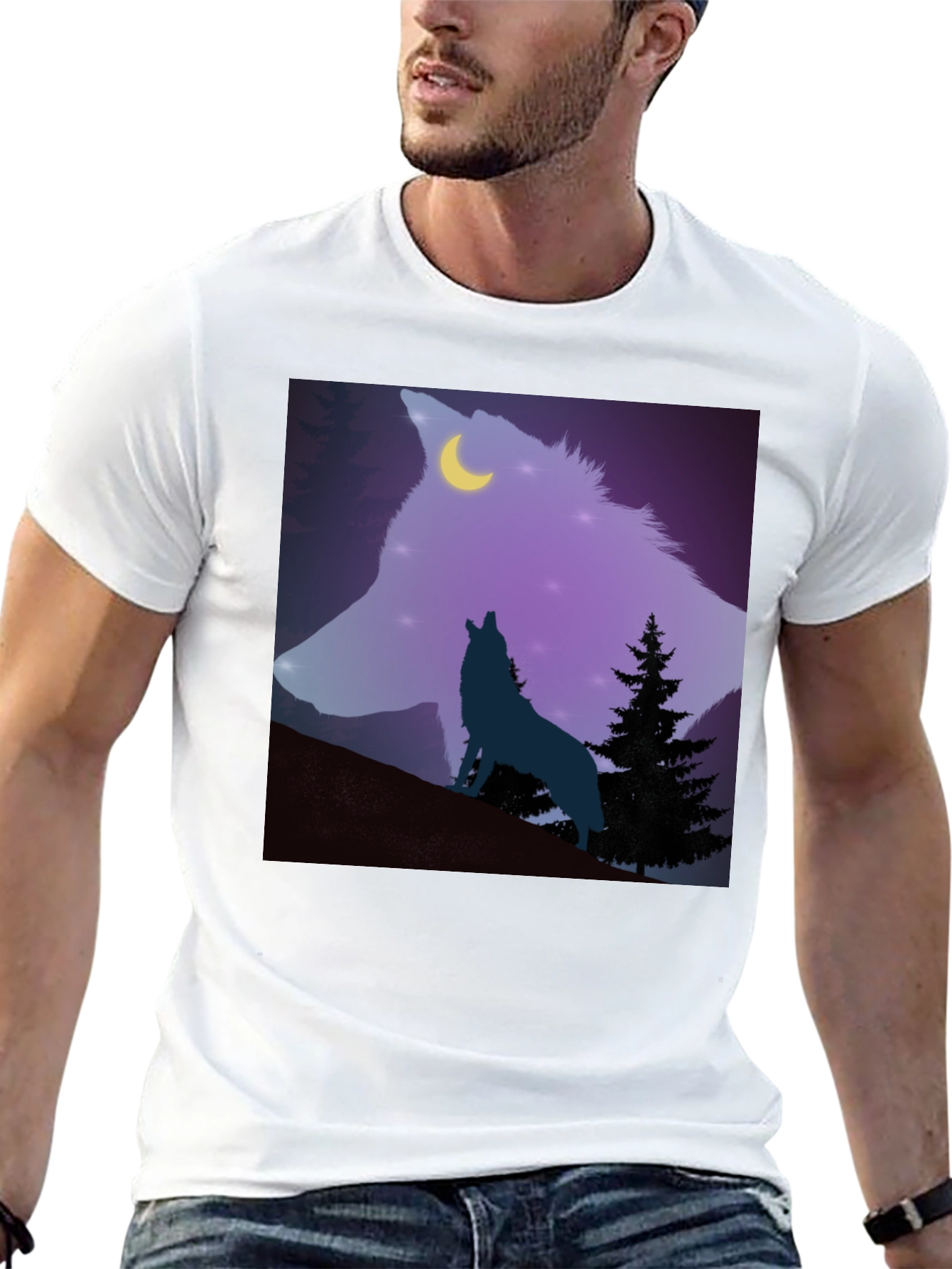Wolf Moon Graphic Tee - Mens Black T-Shirt
