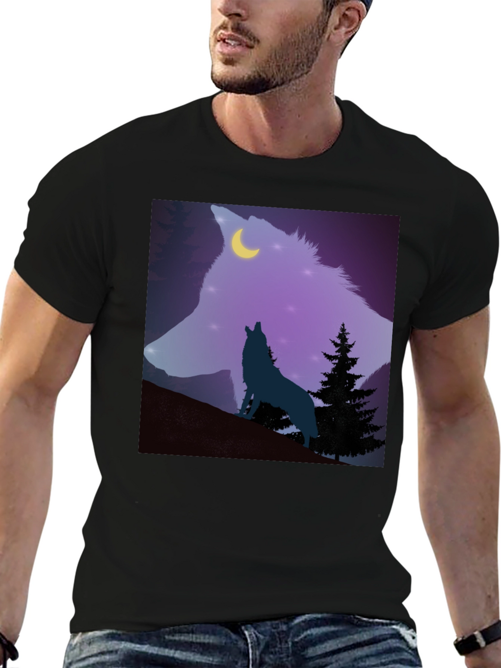 Wolf Moon Graphic Tee - Mens Black T-Shirt