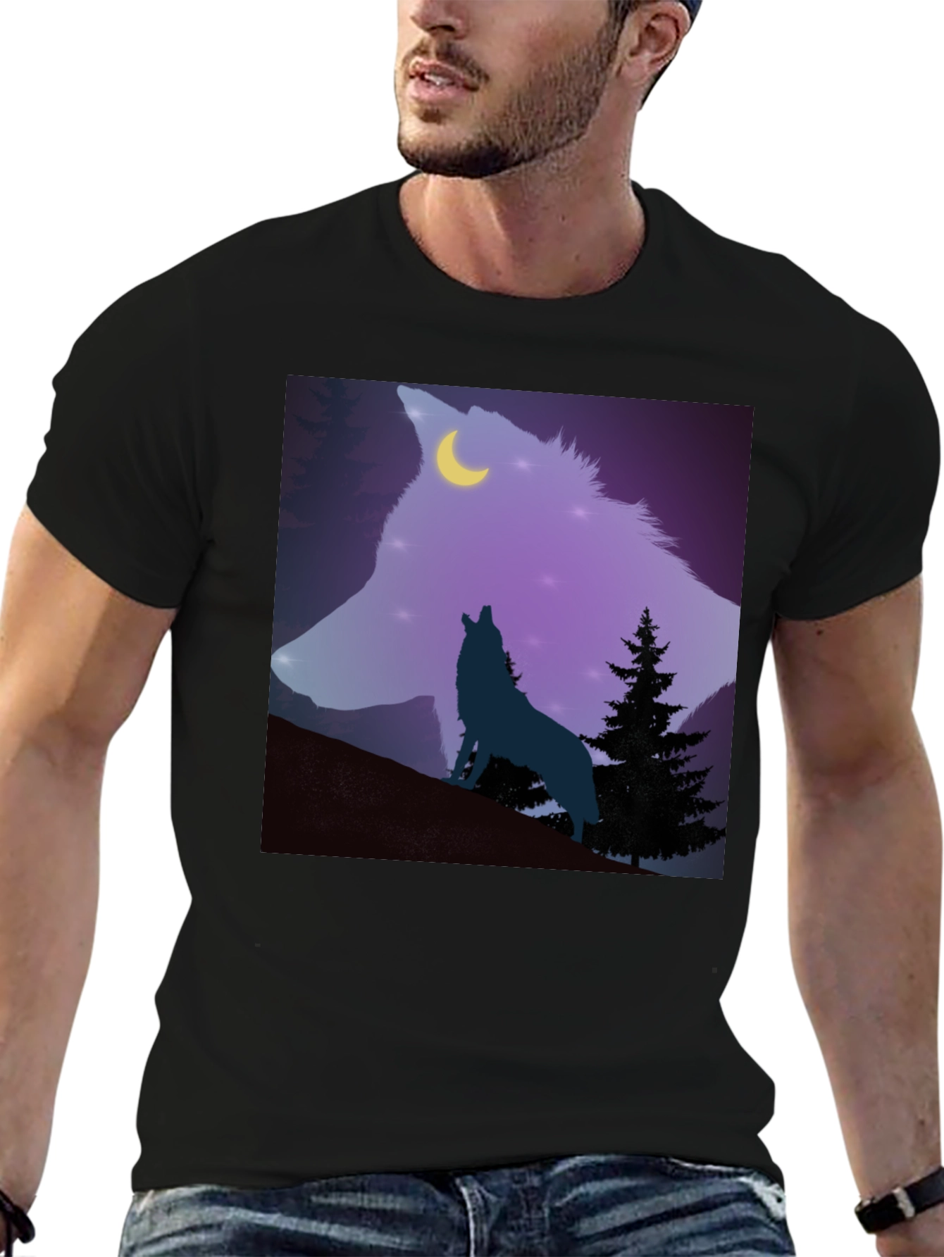 Wolf Moon Graphic Tee - Mens Black T-Shirt