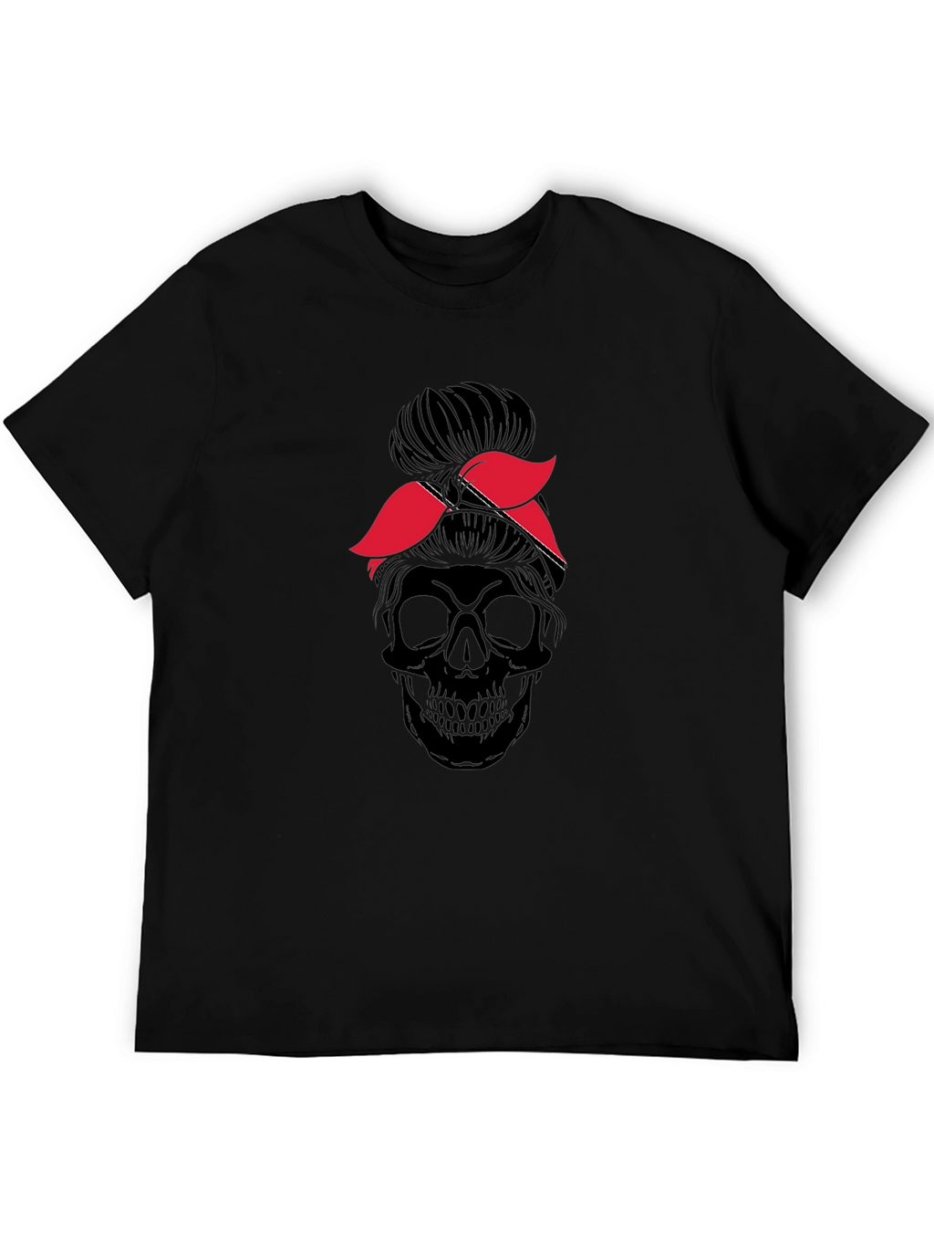 Skull Messy Bun T-Shirt - Graphic Tee