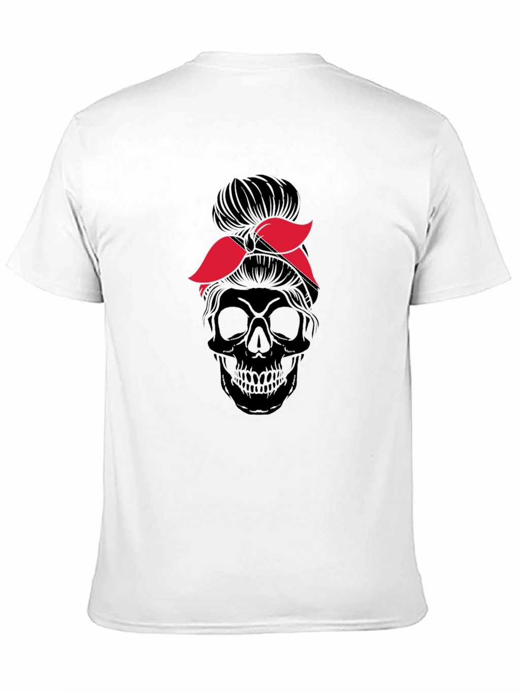 Skull Messy Bun T-Shirt - Graphic Tee