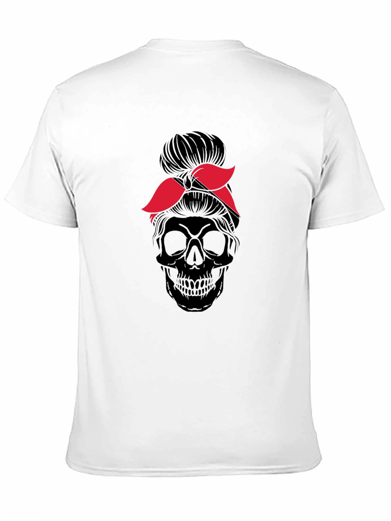 Skull Messy Bun T-Shirt - Graphic Tee