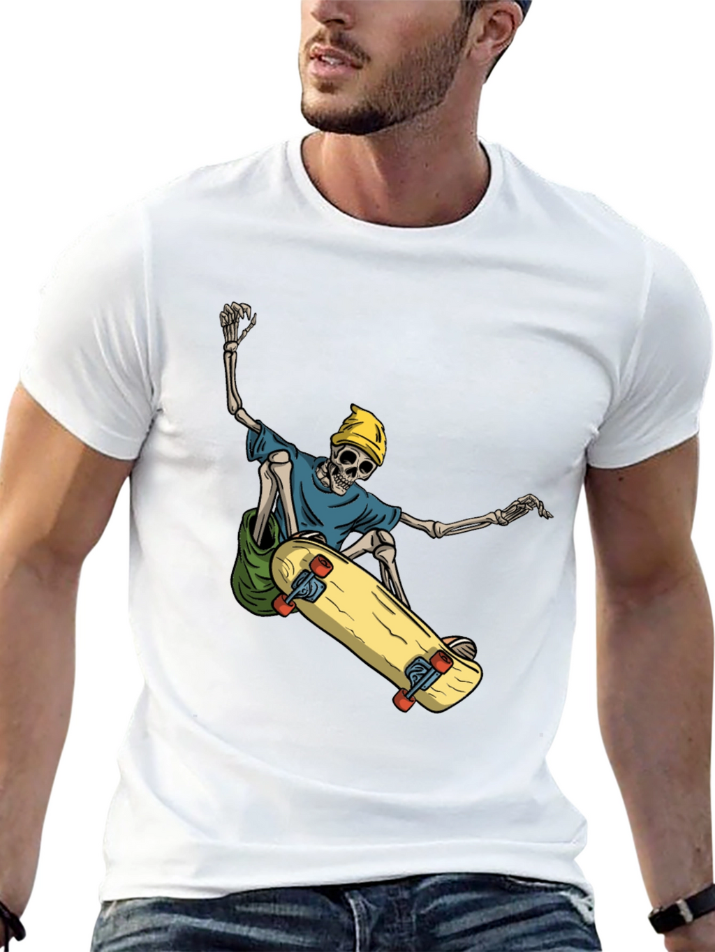 Skateboarding Skeleton Graphic Tee - Cool and Unique!