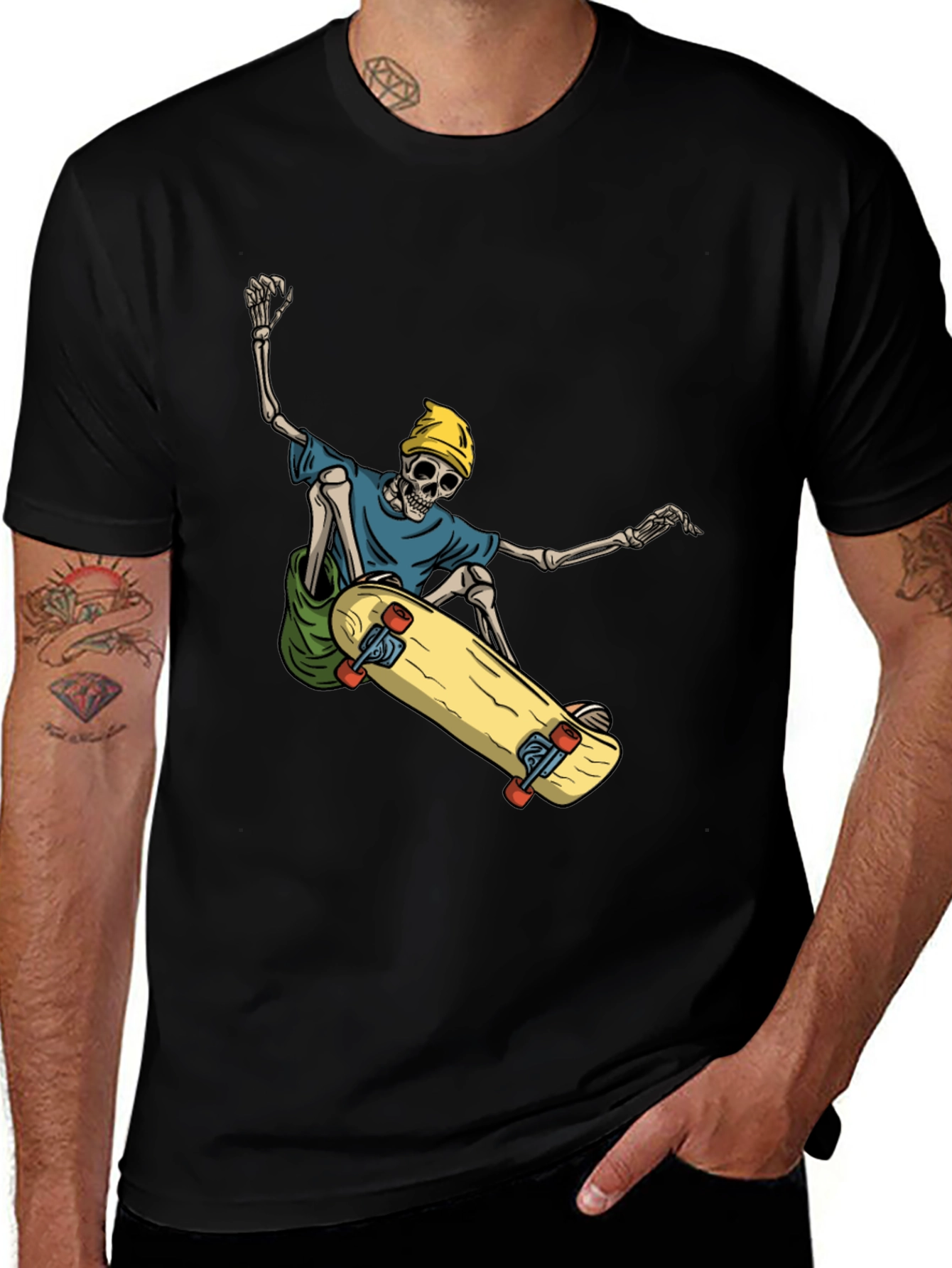 Skateboarding Skeleton Graphic Tee - Cool and Unique!