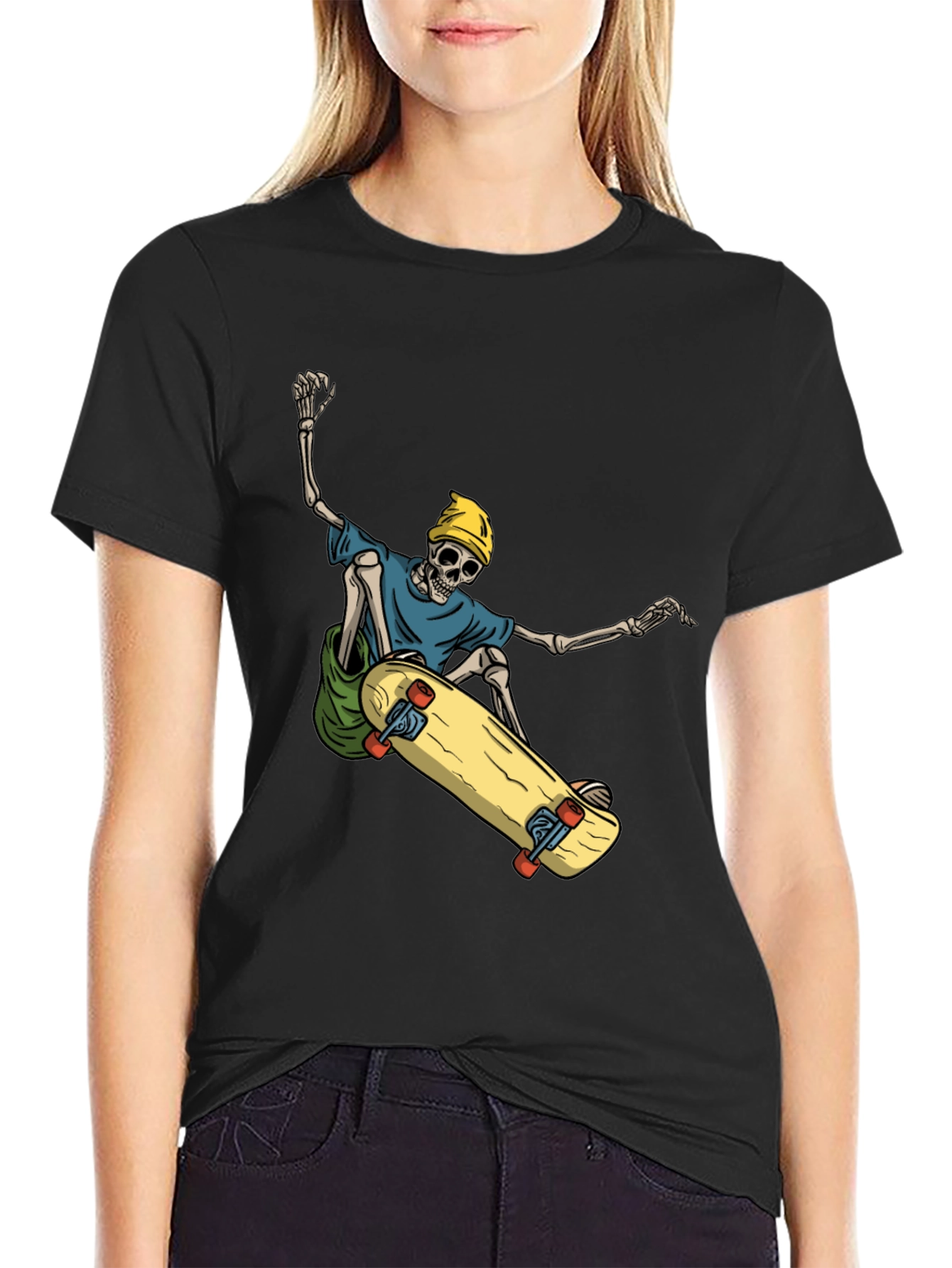 Skateboarding Skeleton Graphic Tee - Cool and Unique!