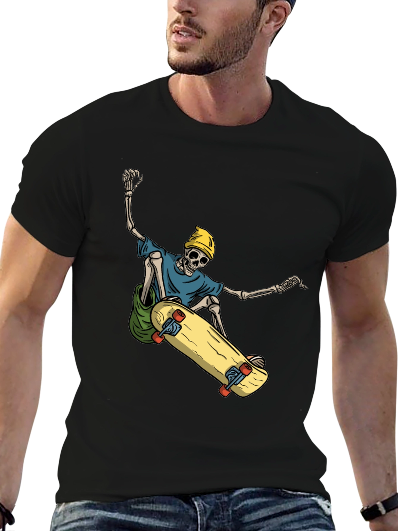 Skateboarding Skeleton Graphic Tee - Cool and Unique!