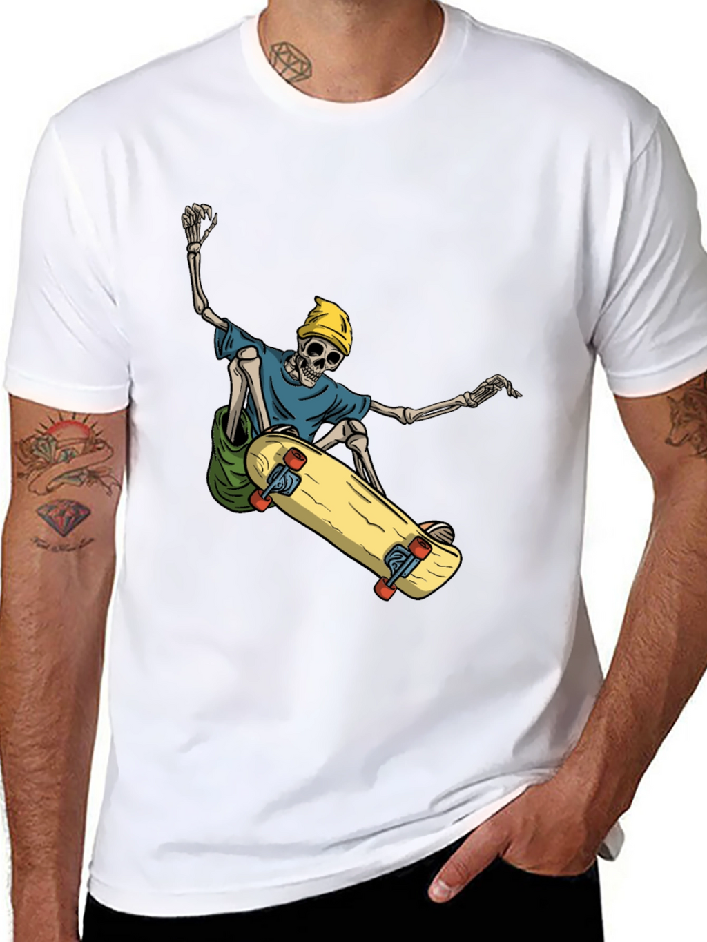 Skateboarding Skeleton Graphic Tee - Cool and Unique!