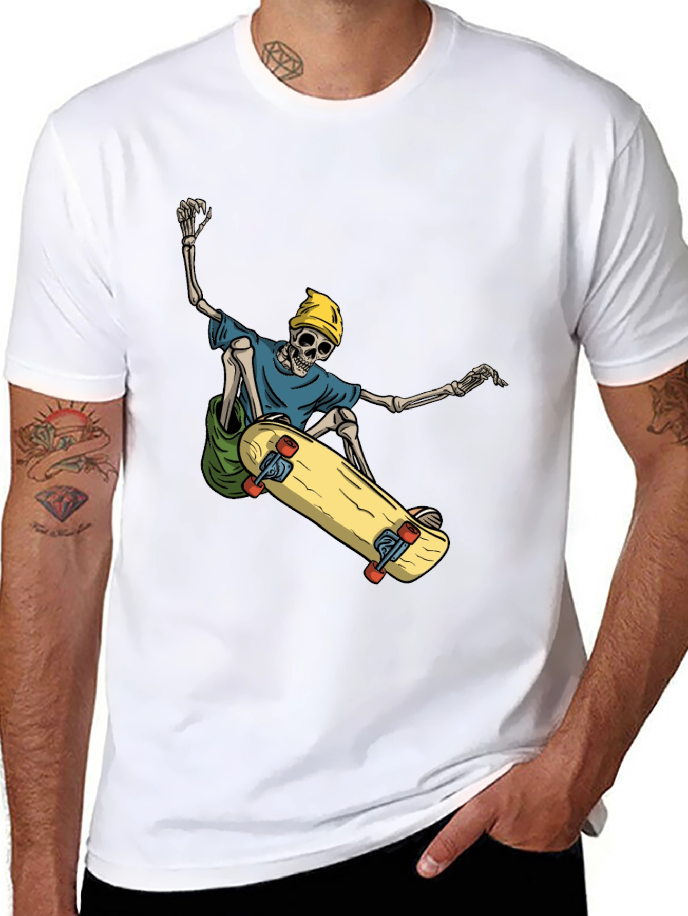 Skateboarding Skeleton Graphic Tee - Cool and Unique!