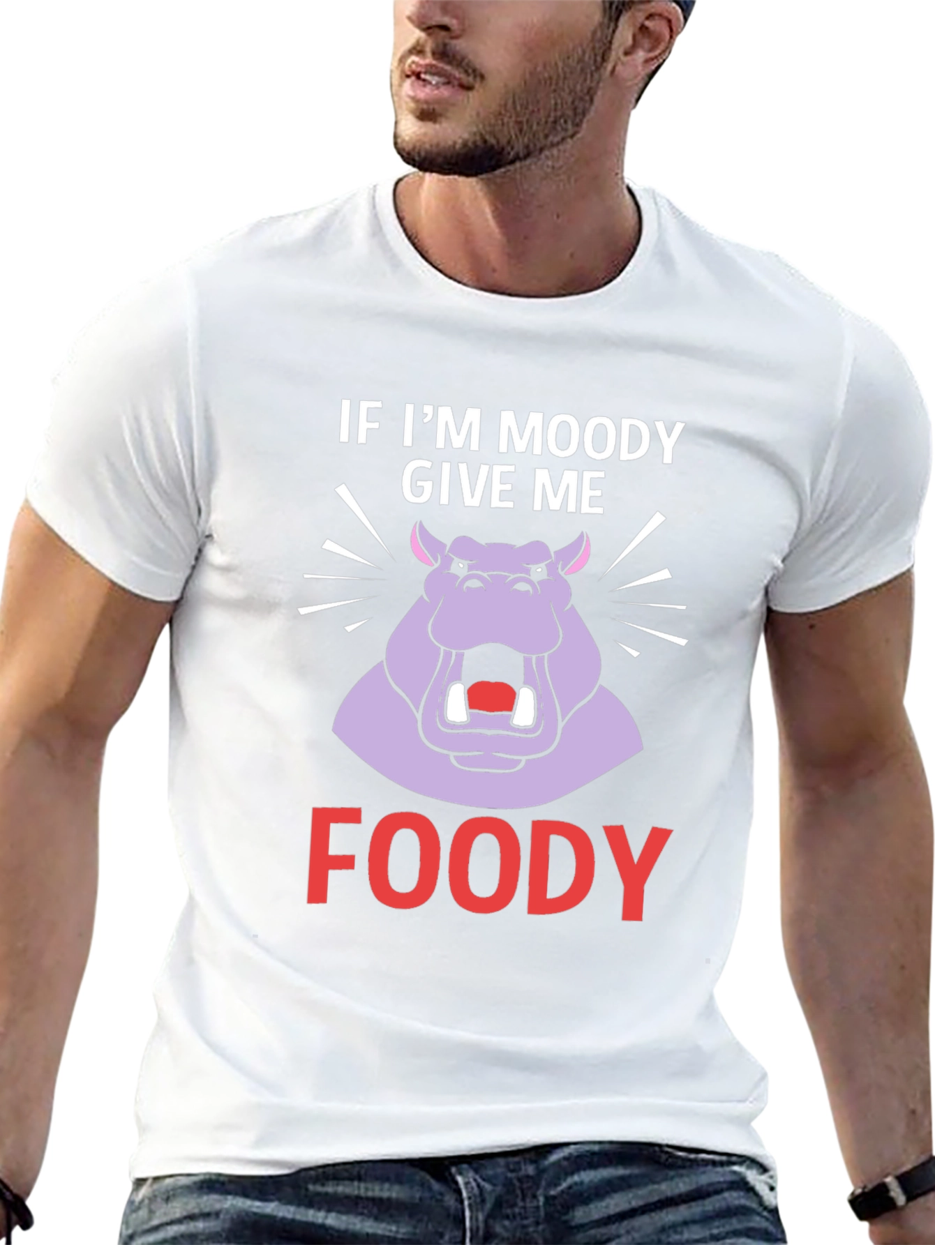 Moody Hippo Foody T-Shirt Funny Graphic Tee
