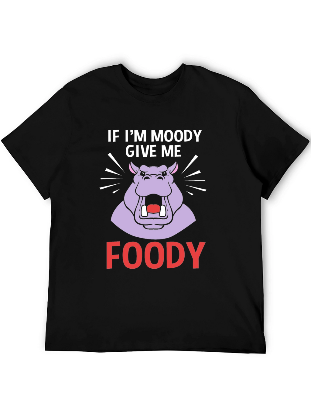 Moody Hippo Foody T-Shirt Funny Graphic Tee