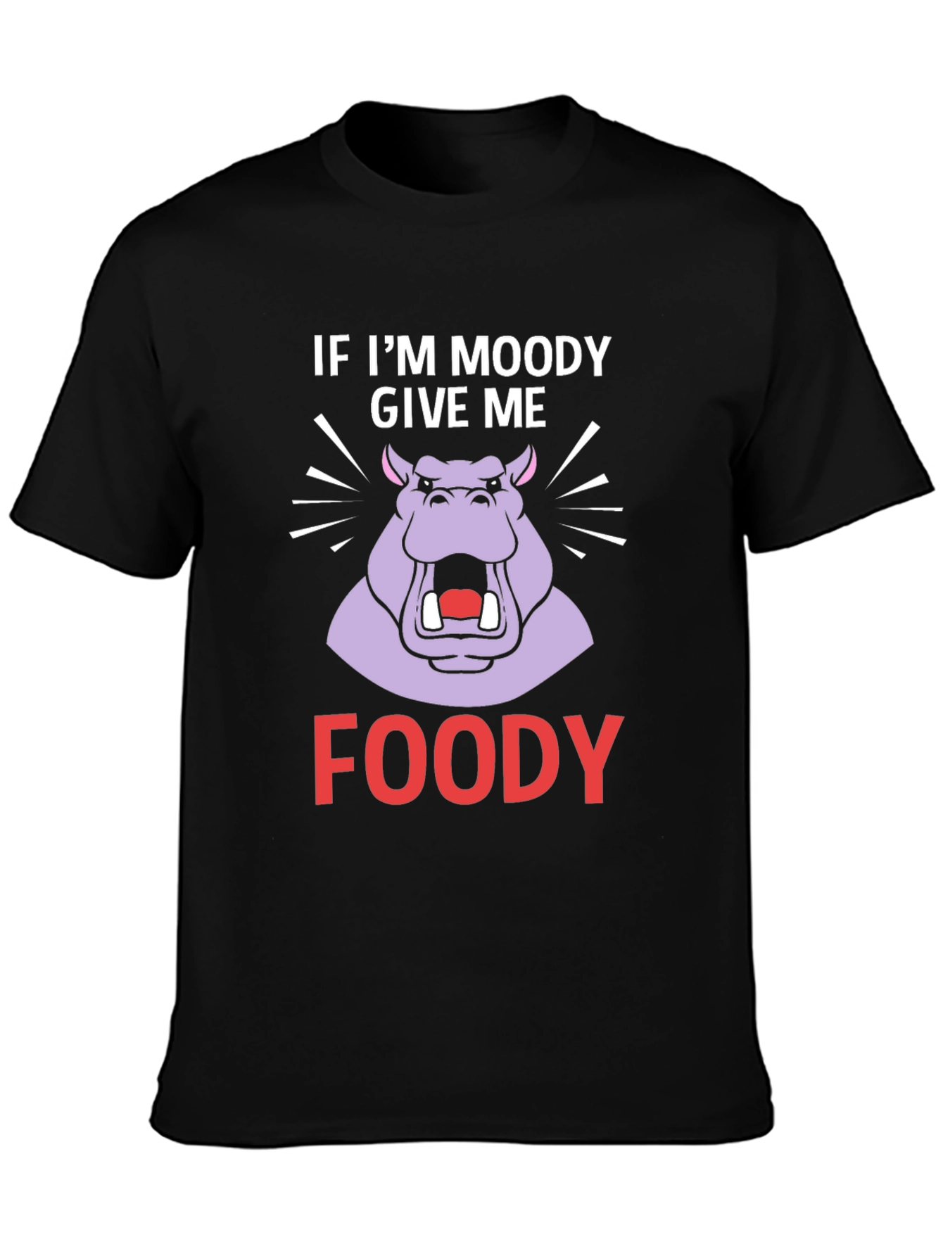 Moody Hippo Foody T-Shirt Funny Graphic Tee