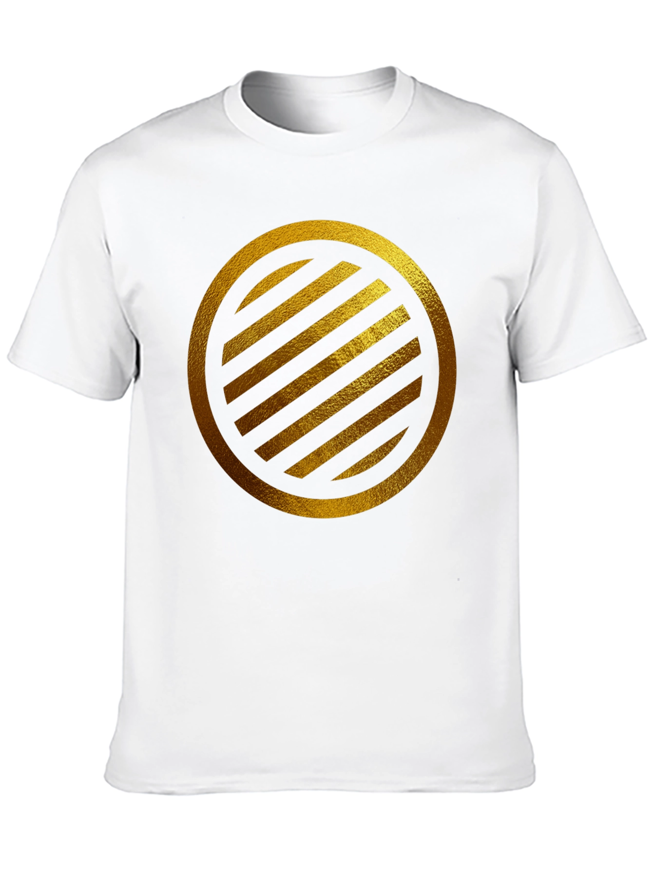 Gold Striped Circle on Black T-Shirt