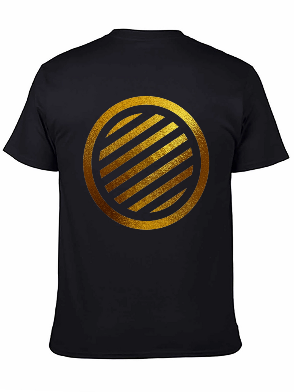 Gold Striped Circle on Black T-Shirt